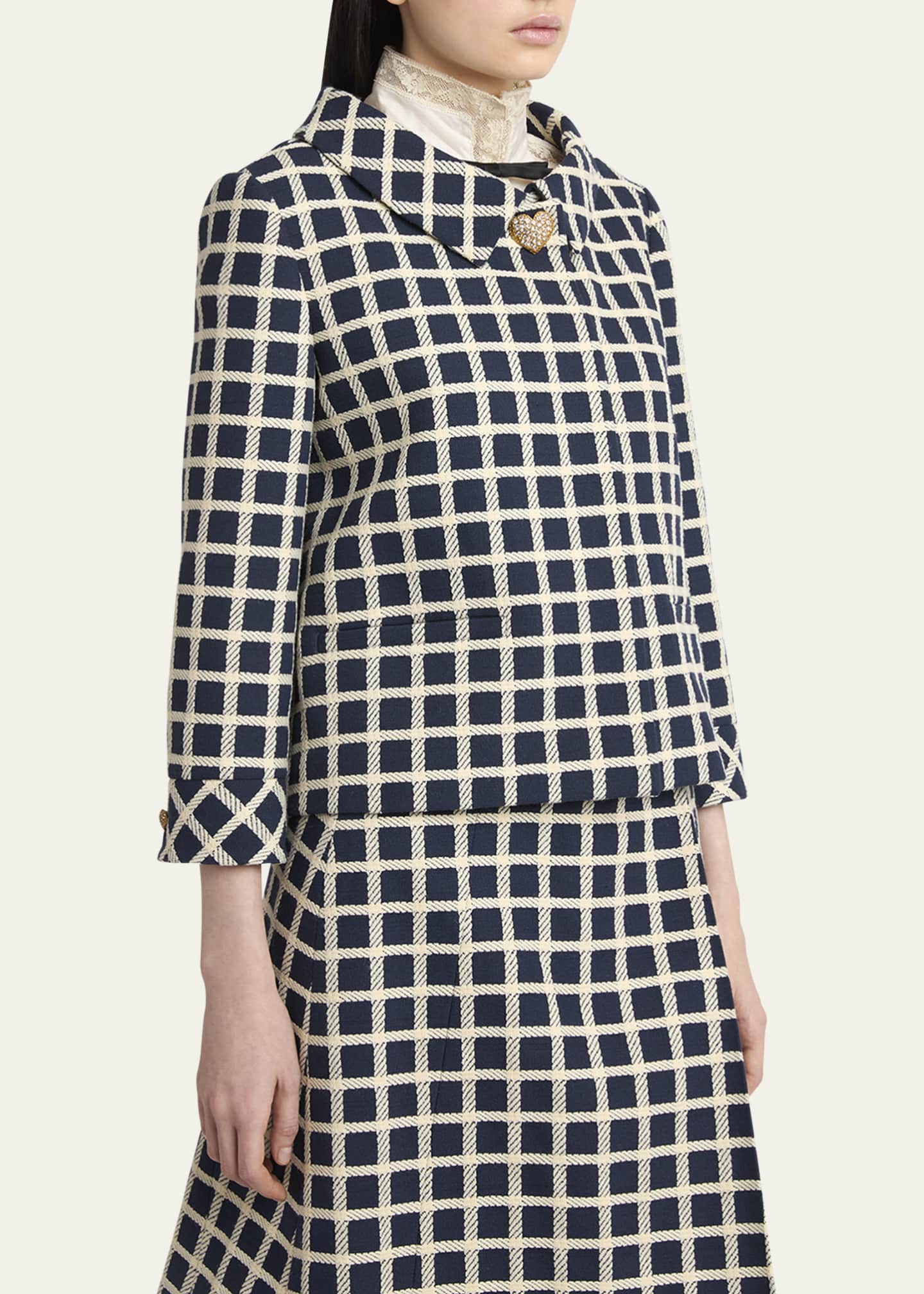 Valentino Garavani Window Check Heart Button Jacket Image 4 of 5