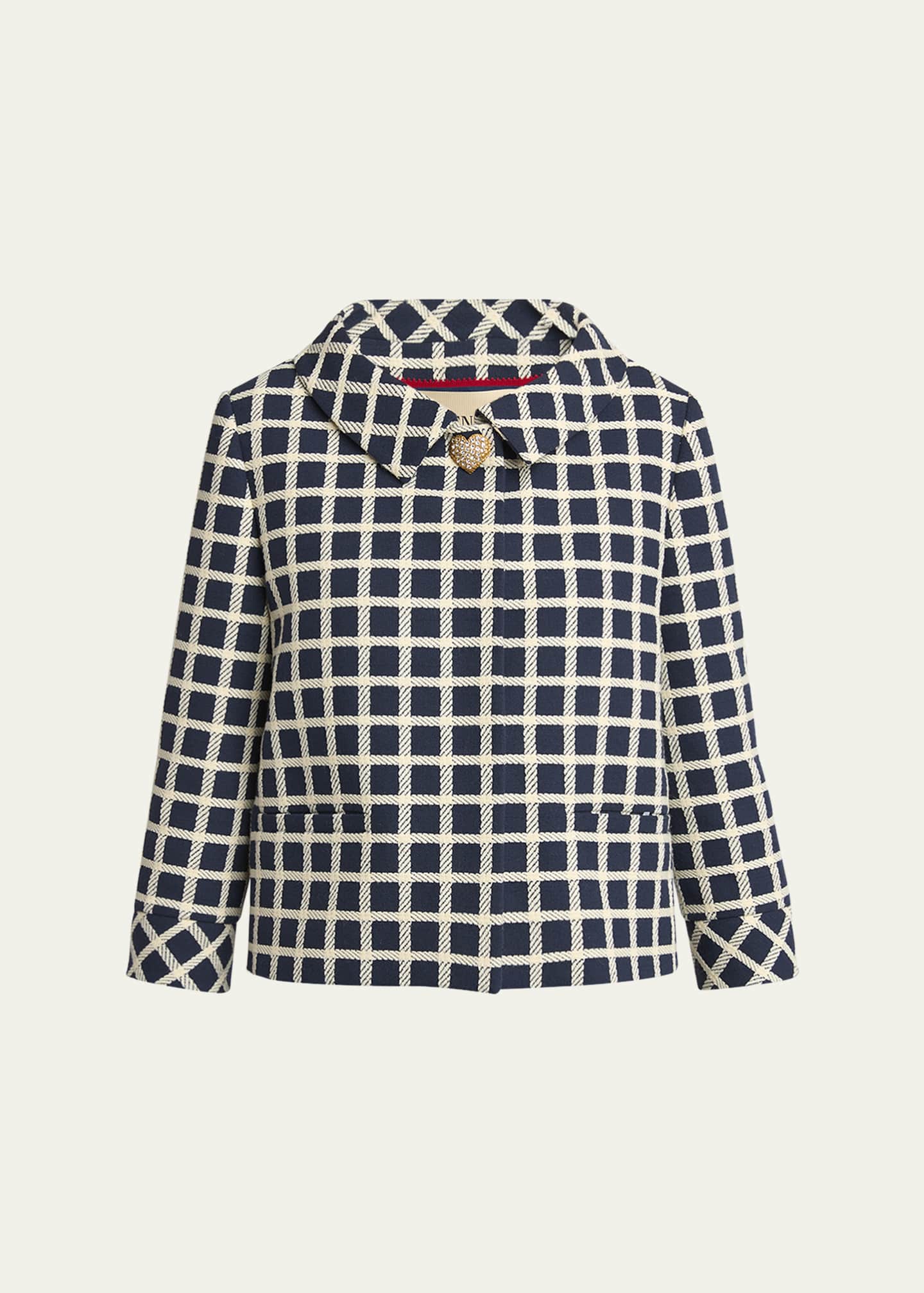 Valentino Garavani Window Check Heart Button Jacket Image 1 of 5
