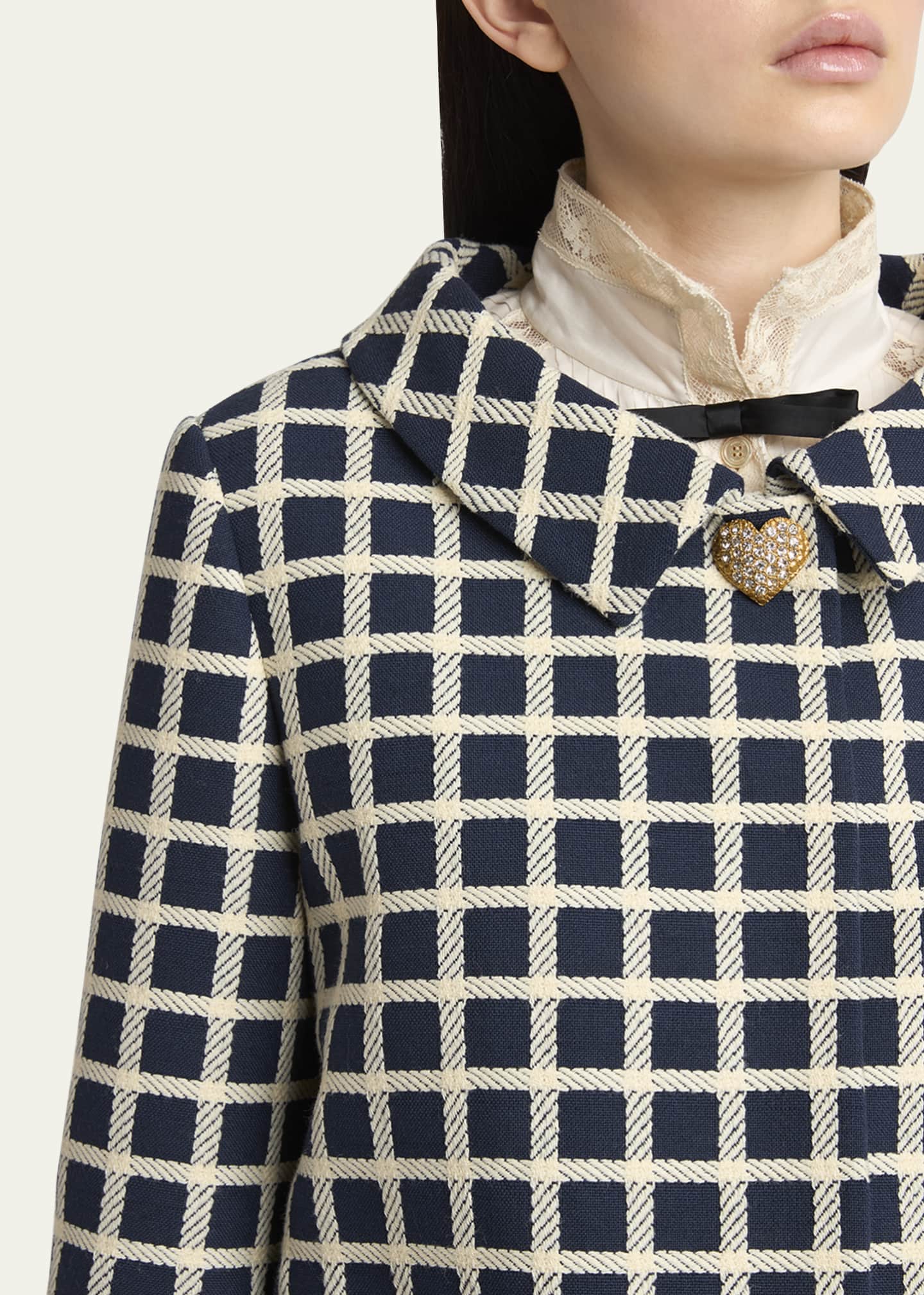Valentino Garavani Window Check Heart Button Jacket Image 5 of 5
