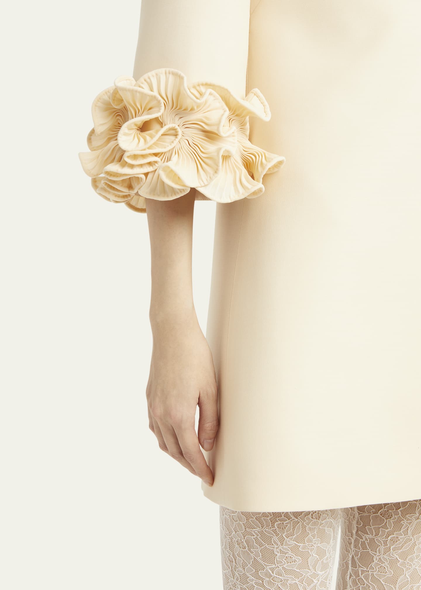 Valentino Garavani Ruffle Cuff Crepe Couture Short Dress Image 5 of 5