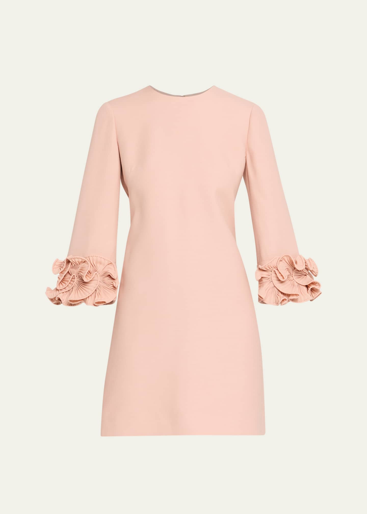 Valentino Garavani Ruffle Cuff Crepe Couture Short Dress, Rose, Women's, 48 It (12 Us), Cocktail & Party Wedding Guest Dresses Crepe Dresses