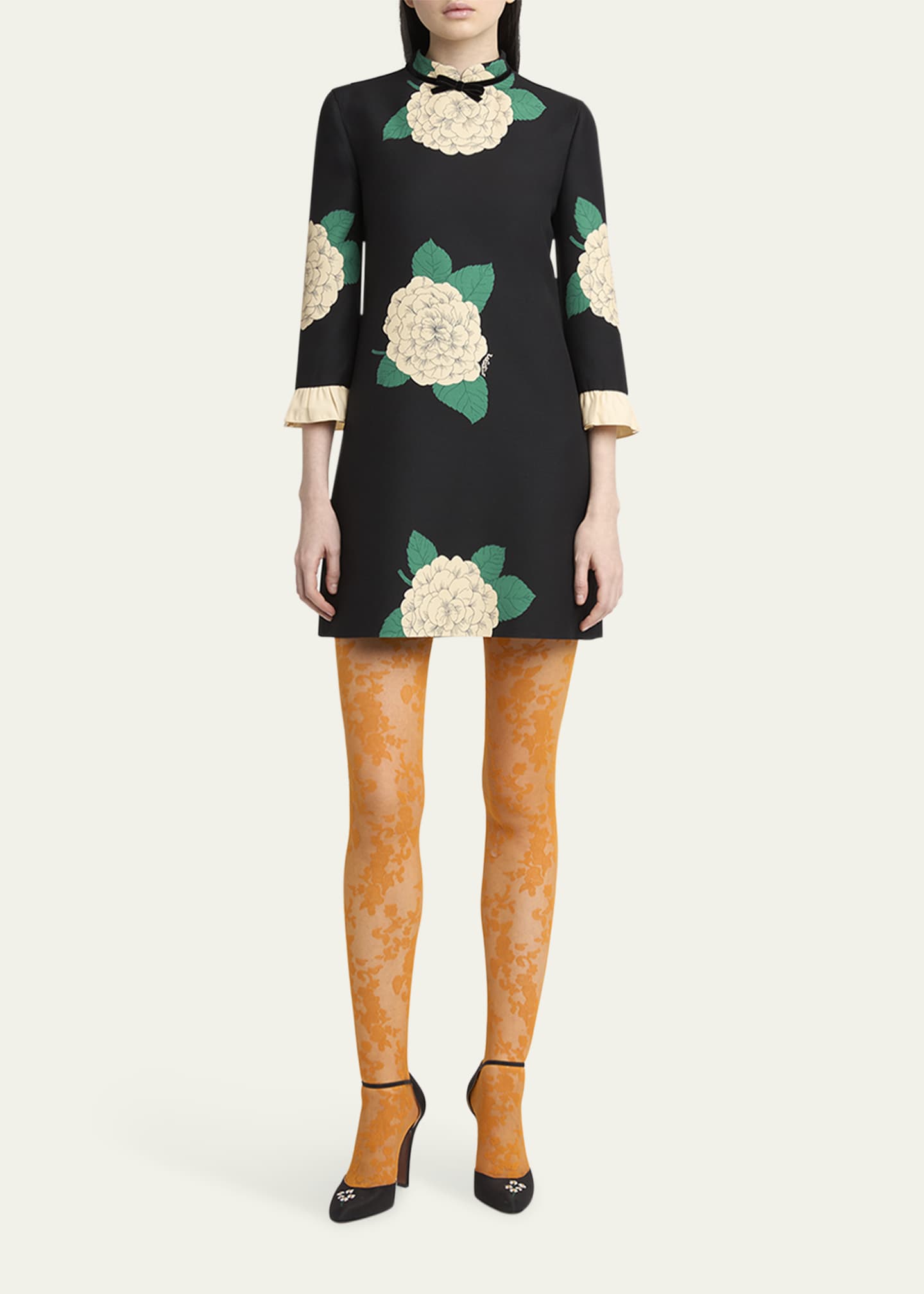 Valentino Garavani Apres Lhiver Macro Ortensia Mini Dress with Bow Image 2 of 5