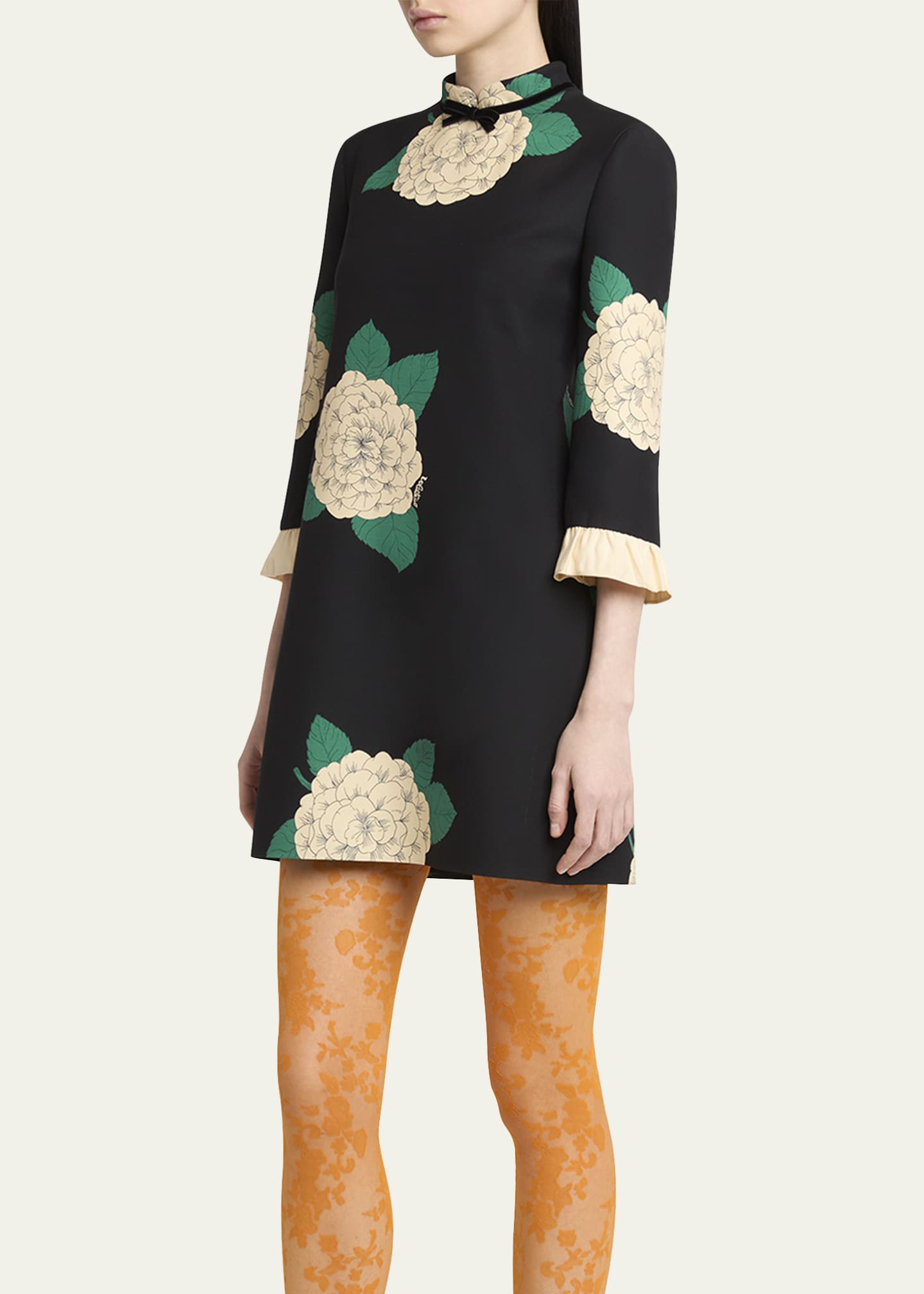 Valentino Garavani Apres Lhiver Macro Ortensia Mini Dress with Bow Image 4 of 5