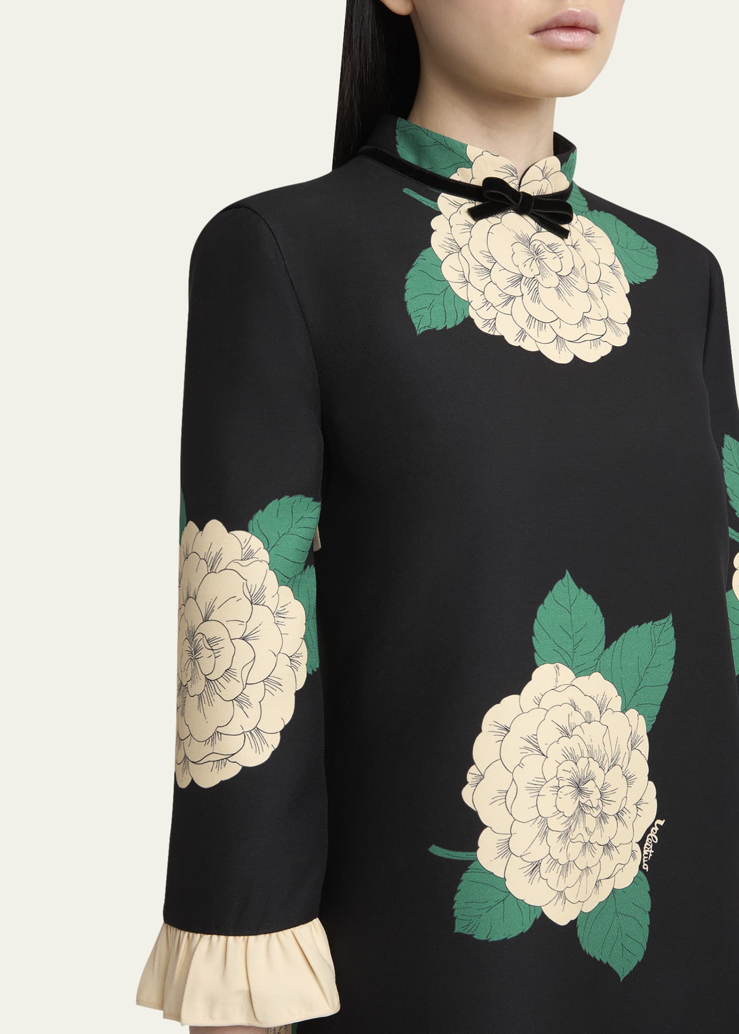 Valentino Garavani Apres Lhiver Macro Ortensia Mini Dress with Bow Image 5 of 5