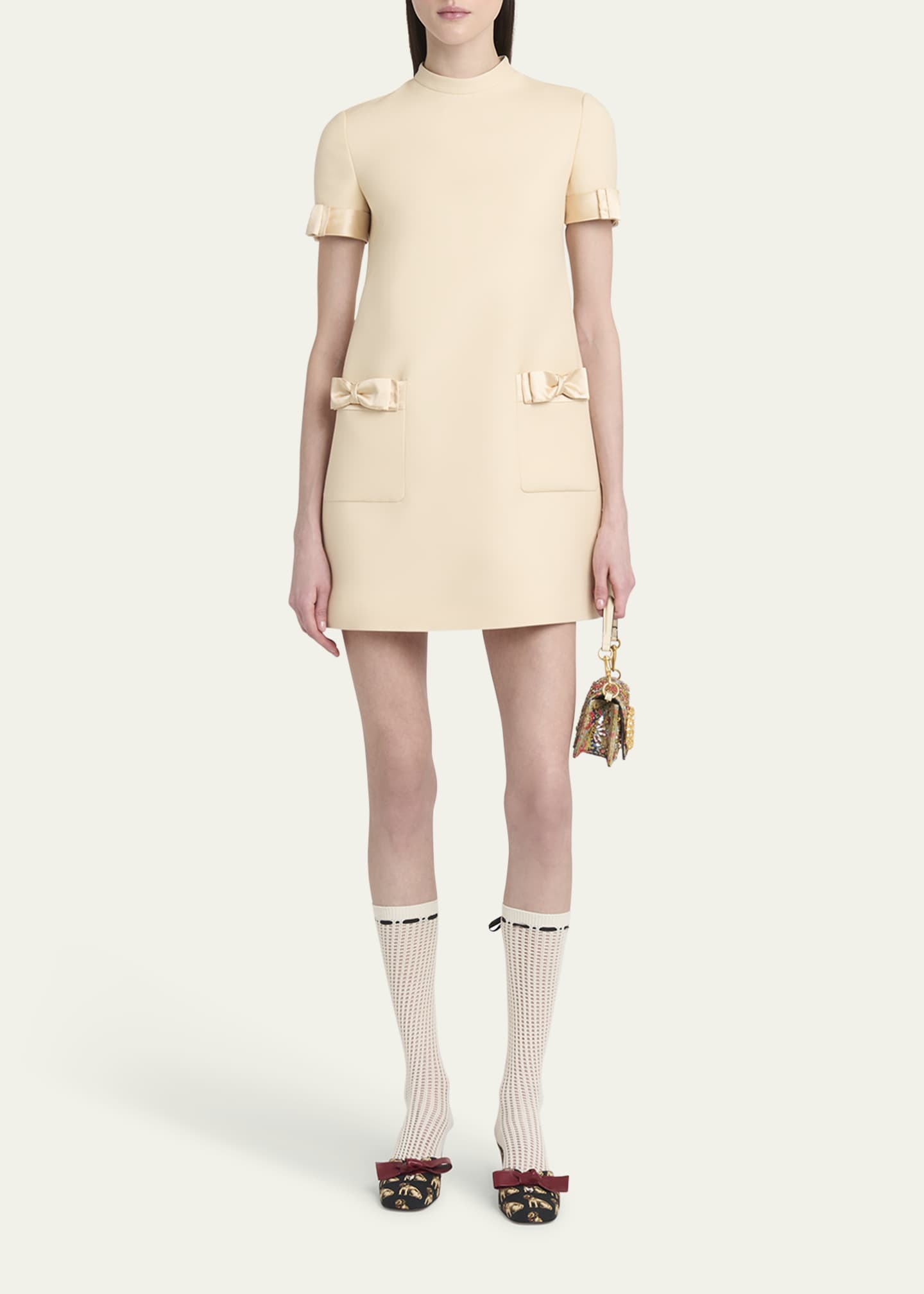 Valentino Garavani Crepe Couture Mini Dress with Bows Image 2 of 5