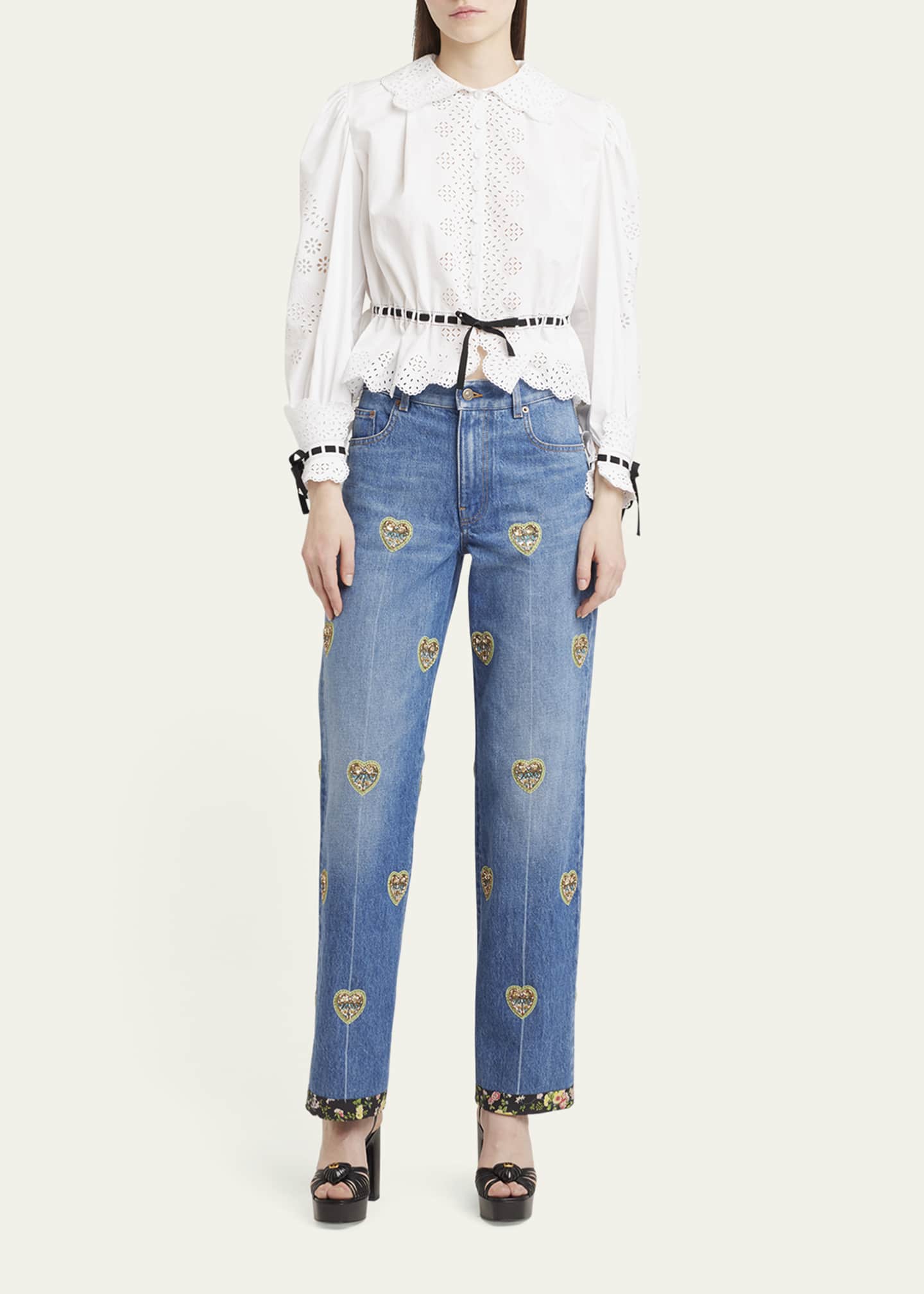 Valentino Garavani Eyelet-Embroidered Poplin Shirt Image 2 of 5
