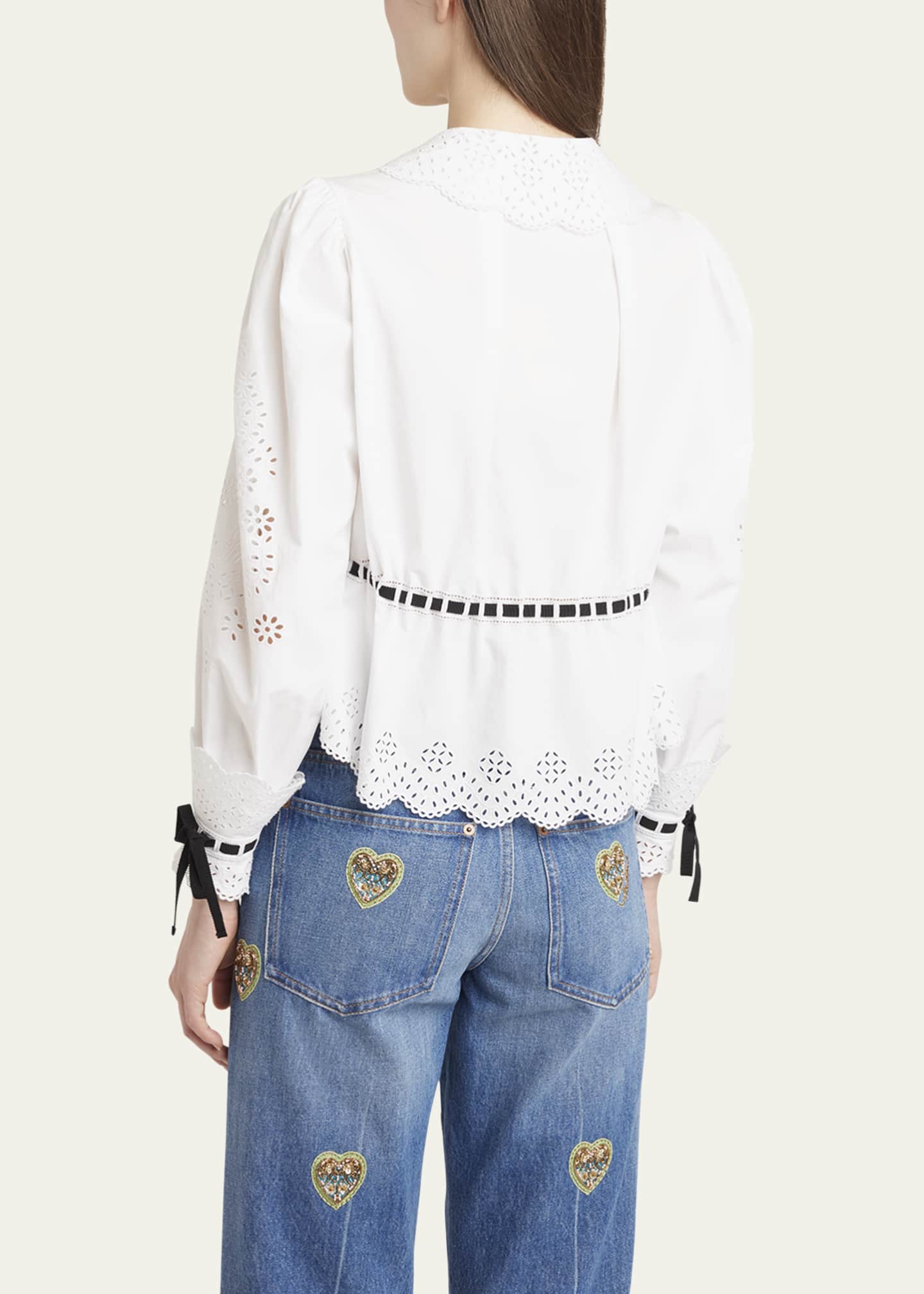 Valentino Garavani Eyelet-Embroidered Poplin Shirt Image 3 of 5