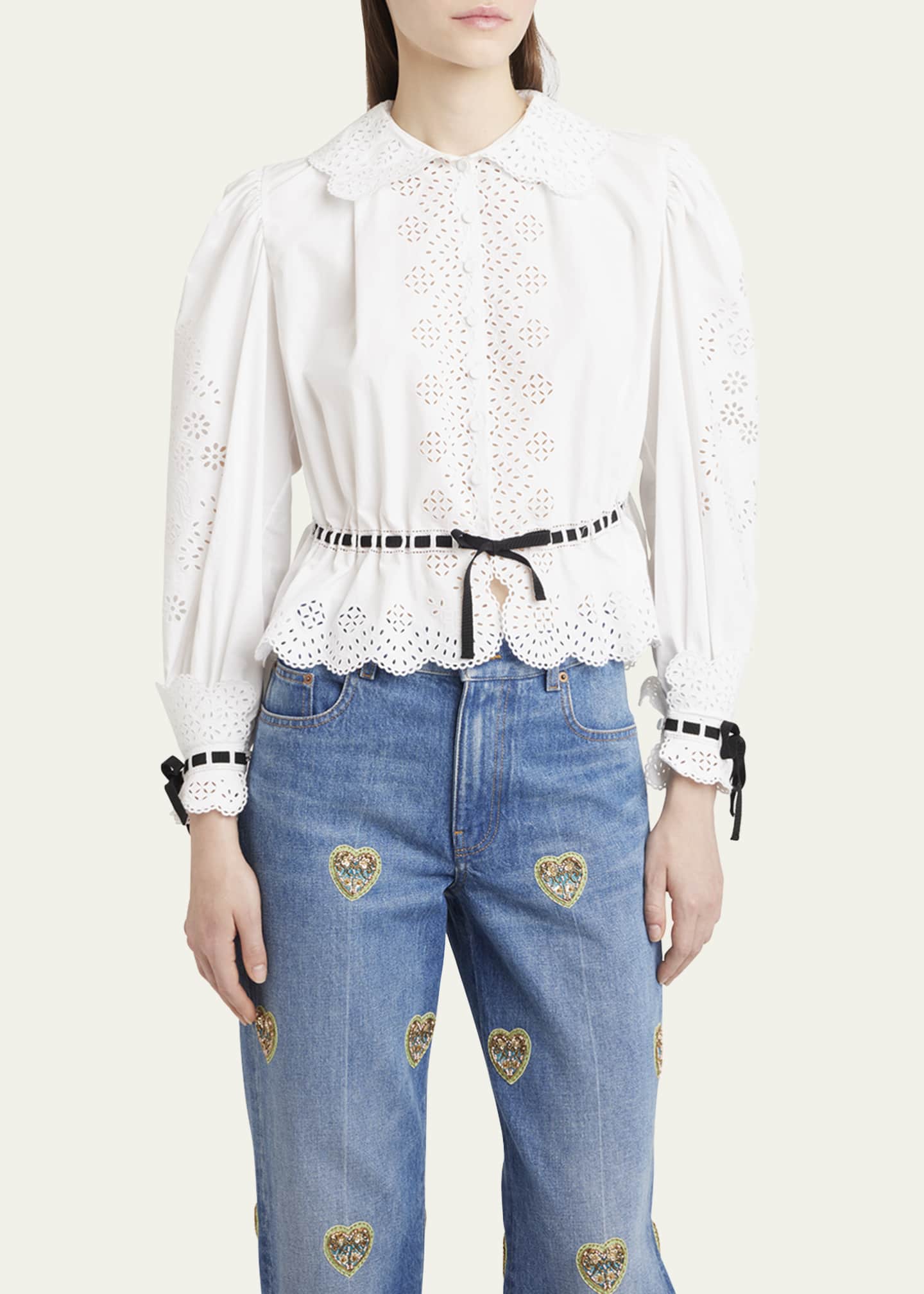 Valentino Garavani Eyelet-Embroidered Poplin Shirt Image 4 of 5