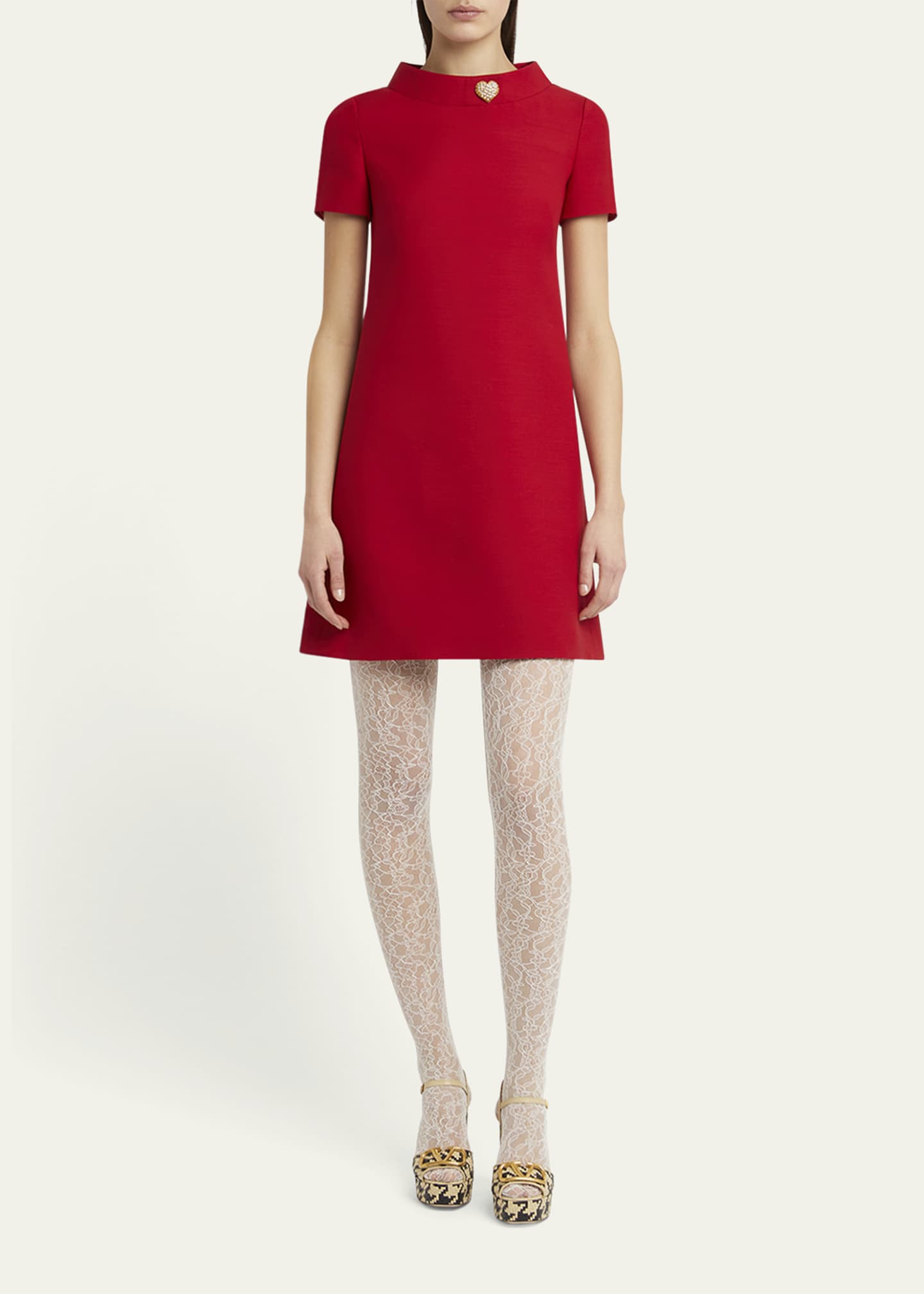 Valentino Garavani Crepe Couture Crystal Heart Mini Dress Image 2 of 5