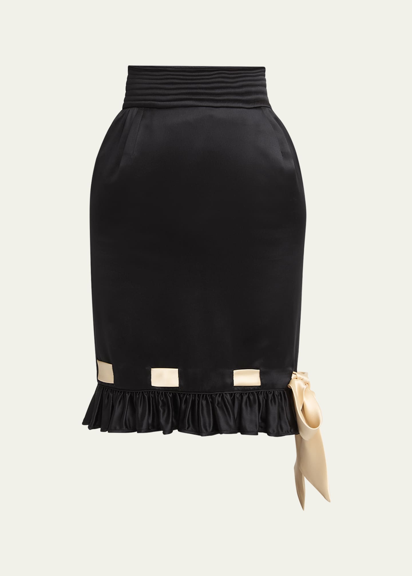 Valentino Garavani Ribbon Ruffle Hem Double Satin Skirt Image 1 of 5