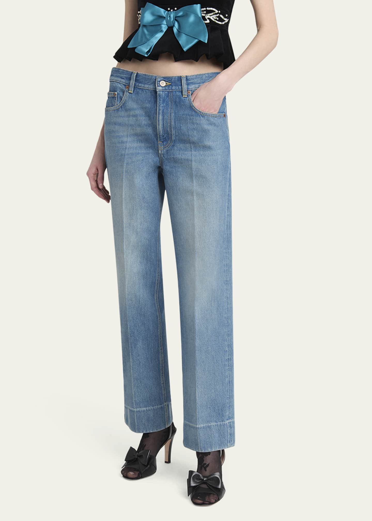 Valentino Garavani Straight Leg Denim Pants Image 4 of 5