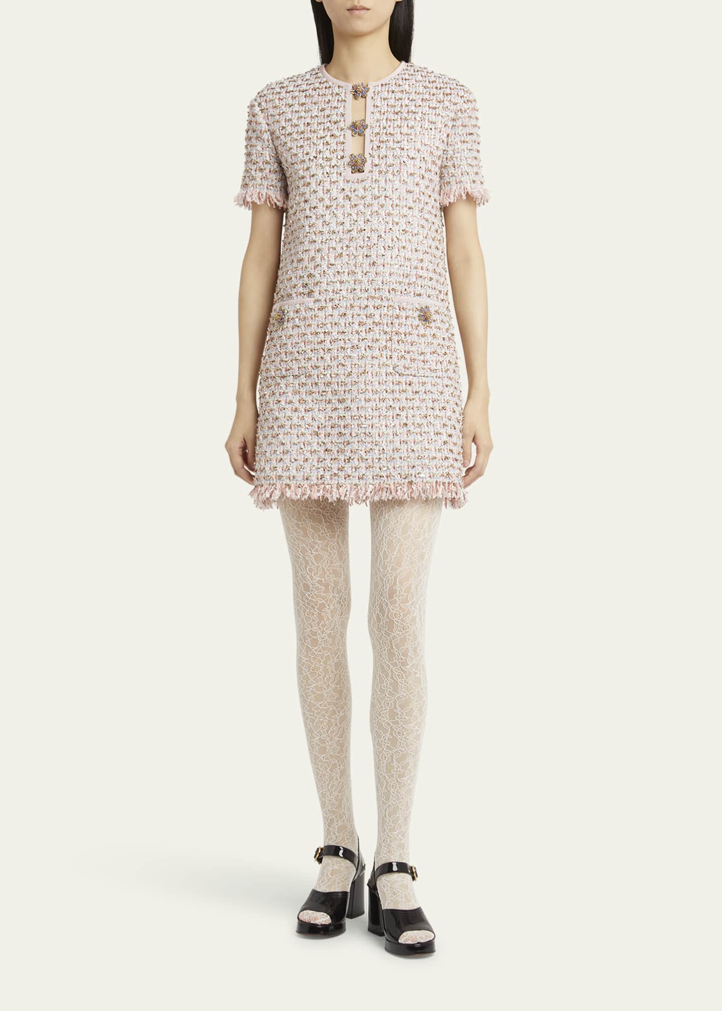 Valentino Garavani Ribbon Tweed Frayed Mini Dress Image 2 of 5