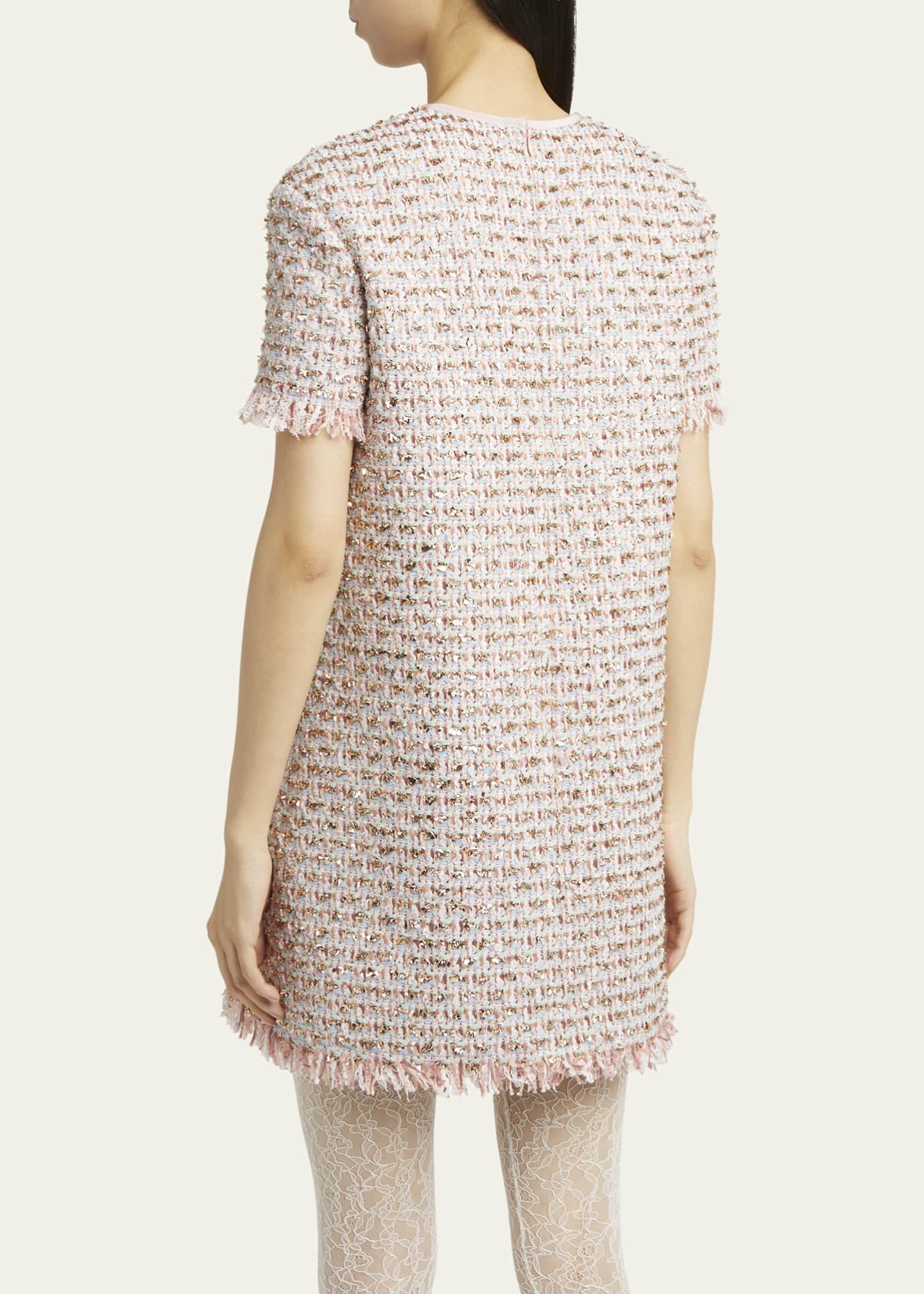 Valentino Garavani Ribbon Tweed Frayed Mini Dress Image 3 of 5