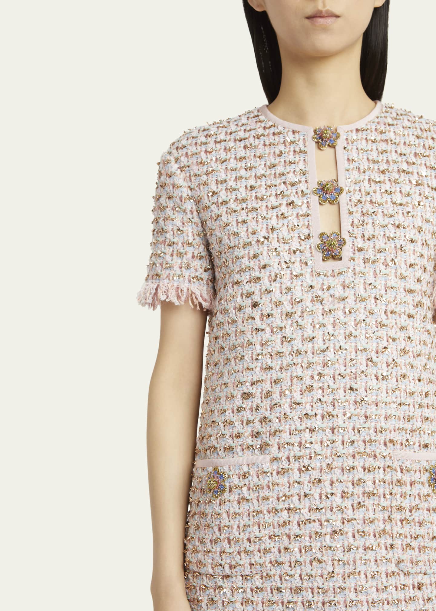 Valentino Garavani Ribbon Tweed Frayed Mini Dress Image 5 of 5
