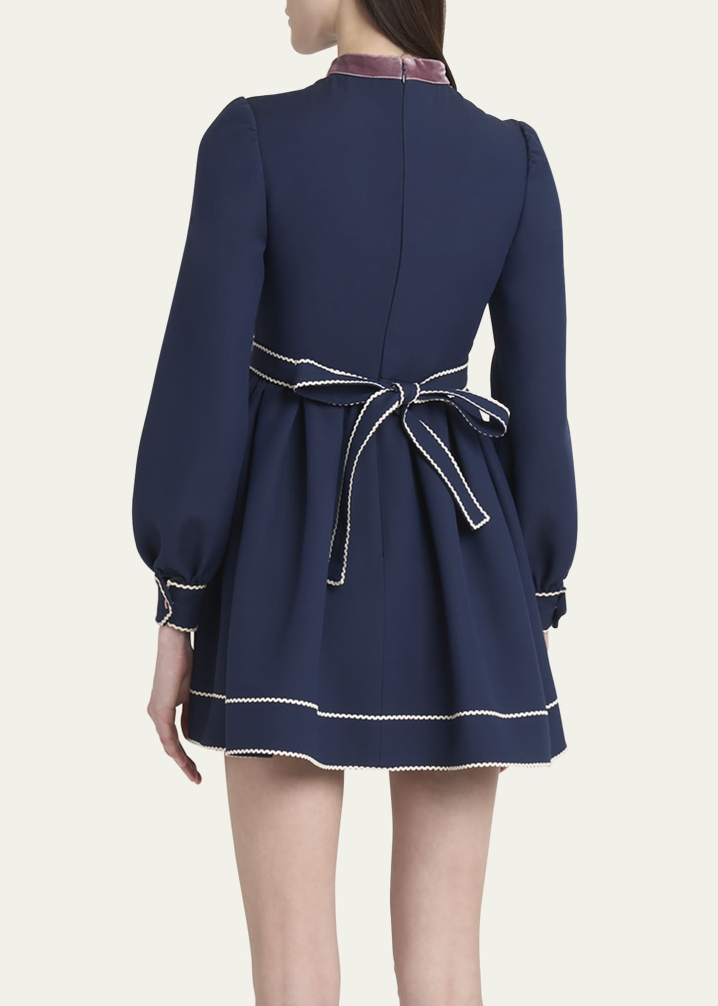 Valentino Garavani Pleated Pintuck Bow-Front Mini Dress Image 3 of 5