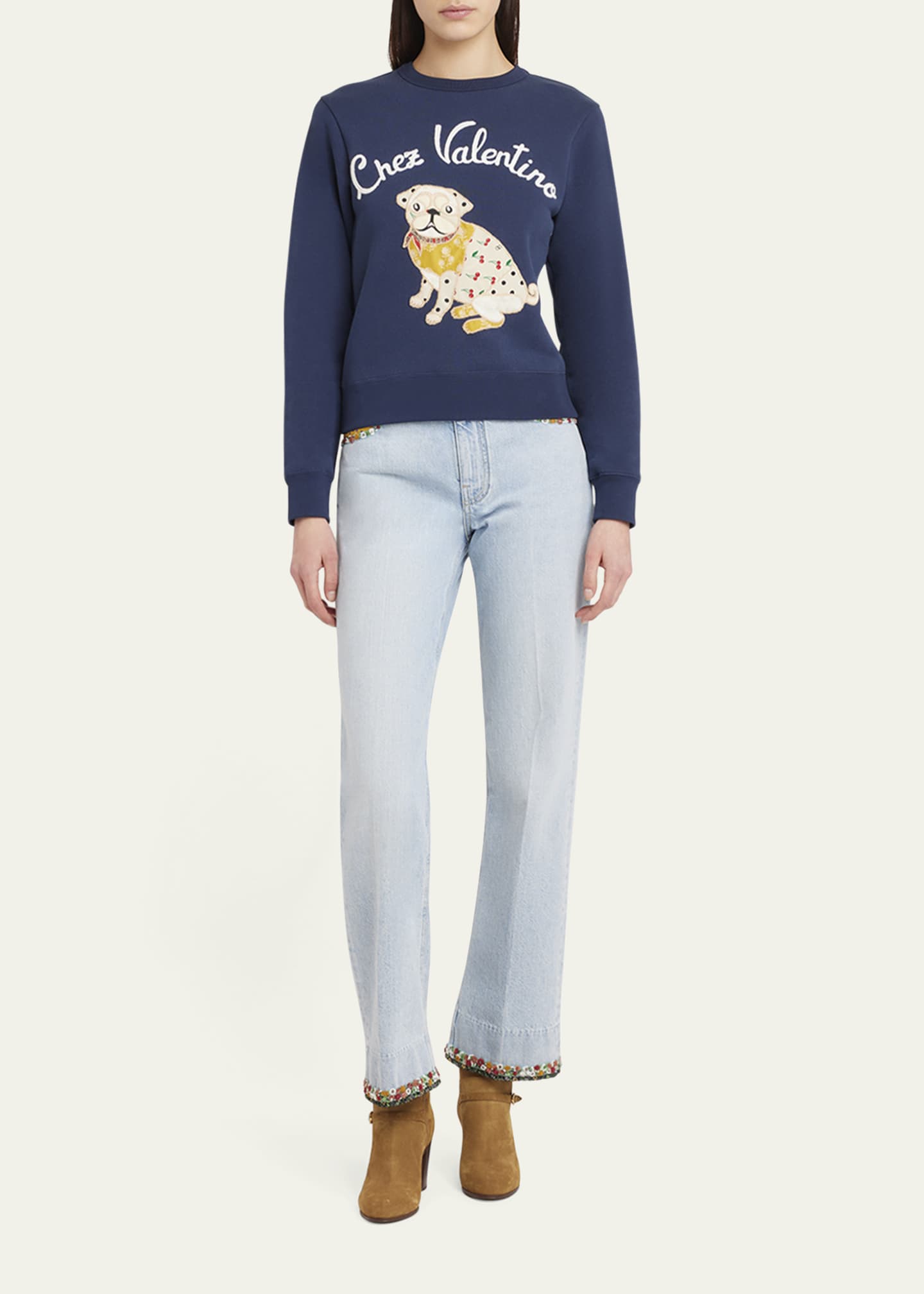 Valentino Garavani Embroidered Cotton Jersey Sweatshirt Image 2 of 5