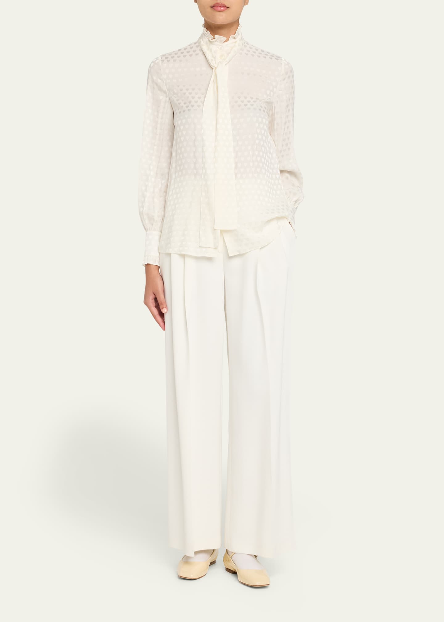 Valentino Garavani High-Neck Silk Heart Shirt Image 2 of 5