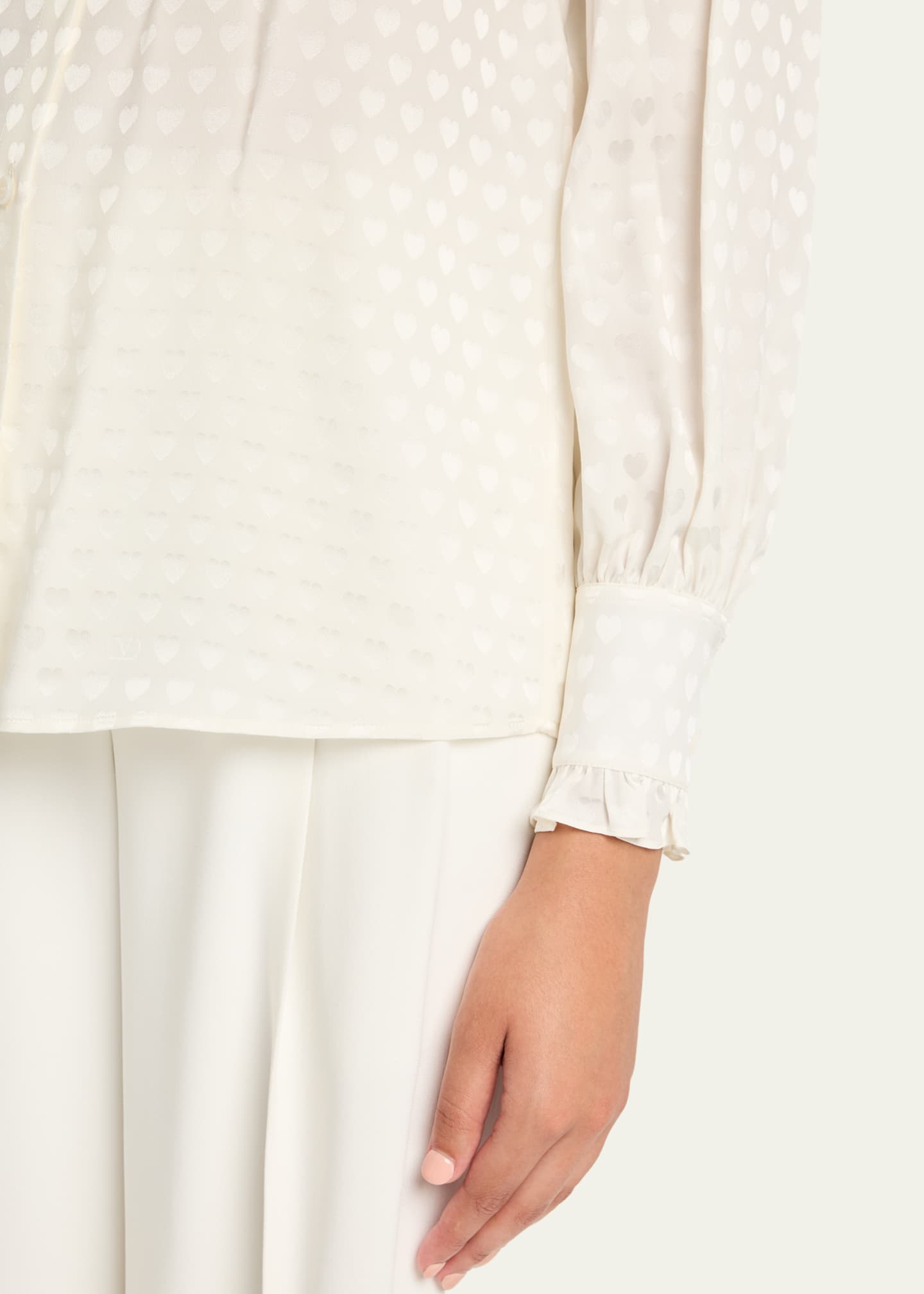 Valentino Garavani High-Neck Silk Heart Shirt Image 5 of 5