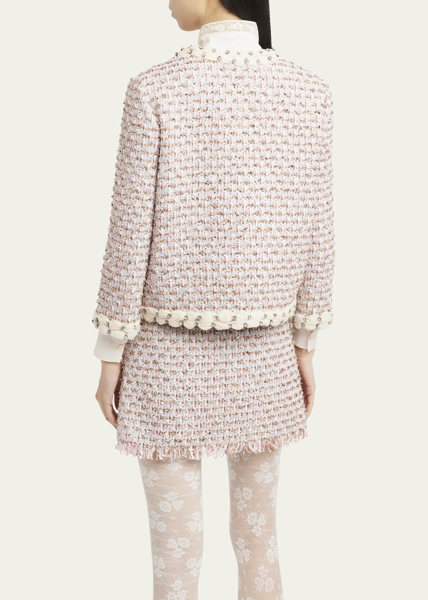 Valentino Garavani Boxy Crystal-Embellished Tweed Jacket Image 3 of 5