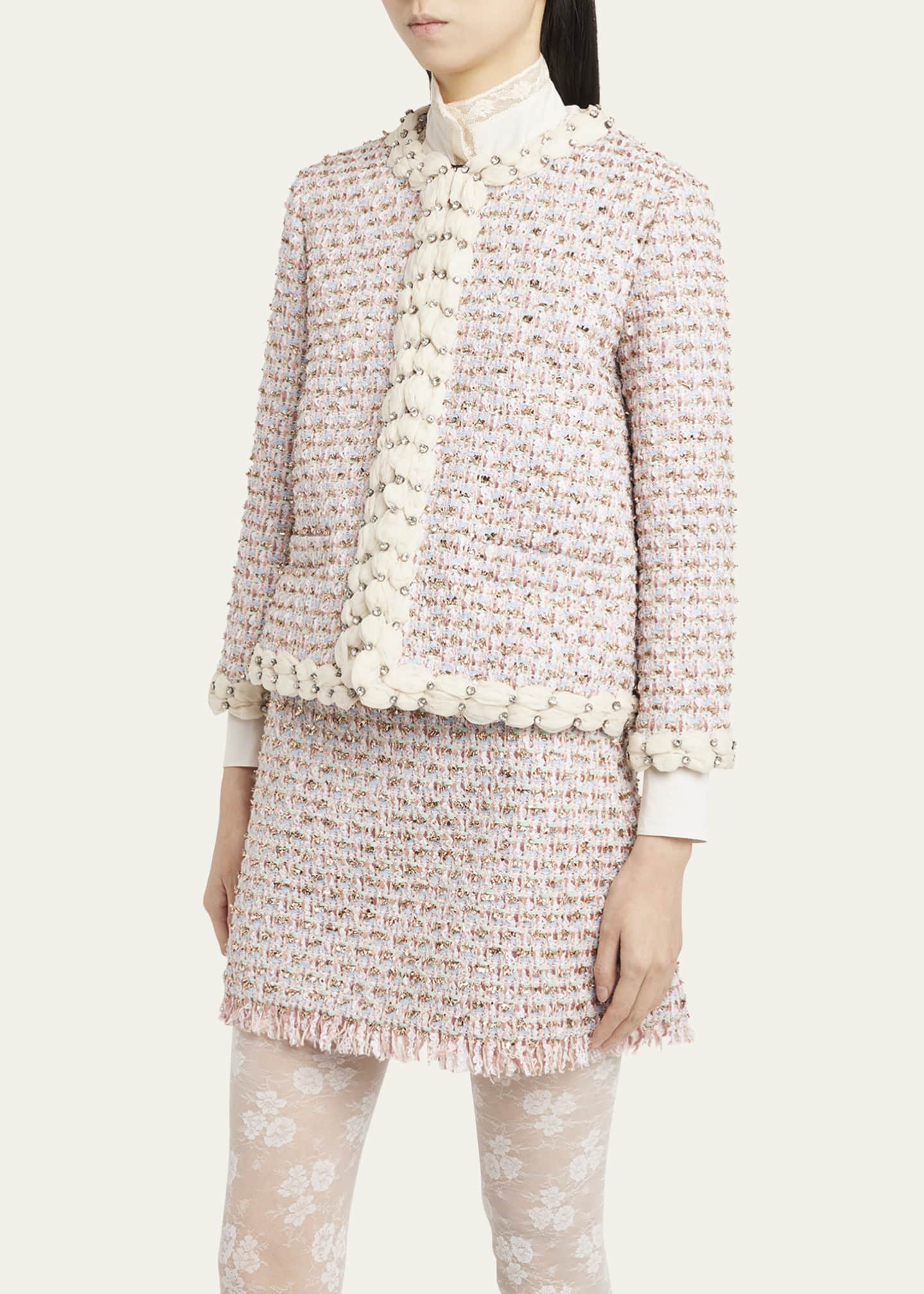 Valentino Garavani Boxy Crystal-Embellished Tweed Jacket Image 4 of 5