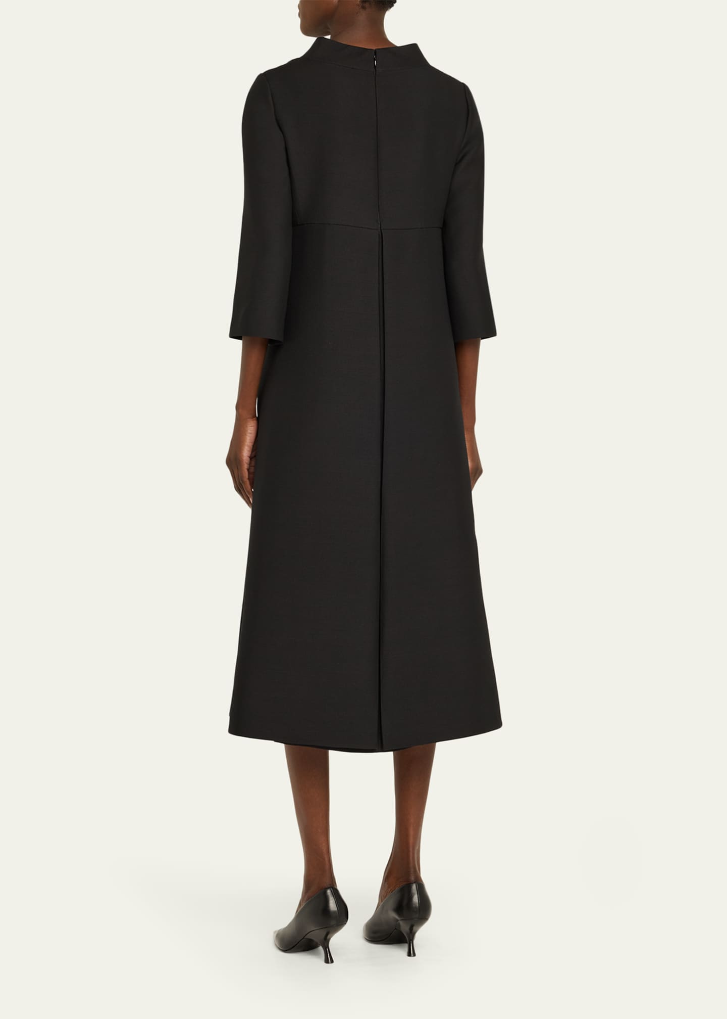 Valentino Garavani Strass Button High-Neck Crepe Midi Dress Image 3 of 5
