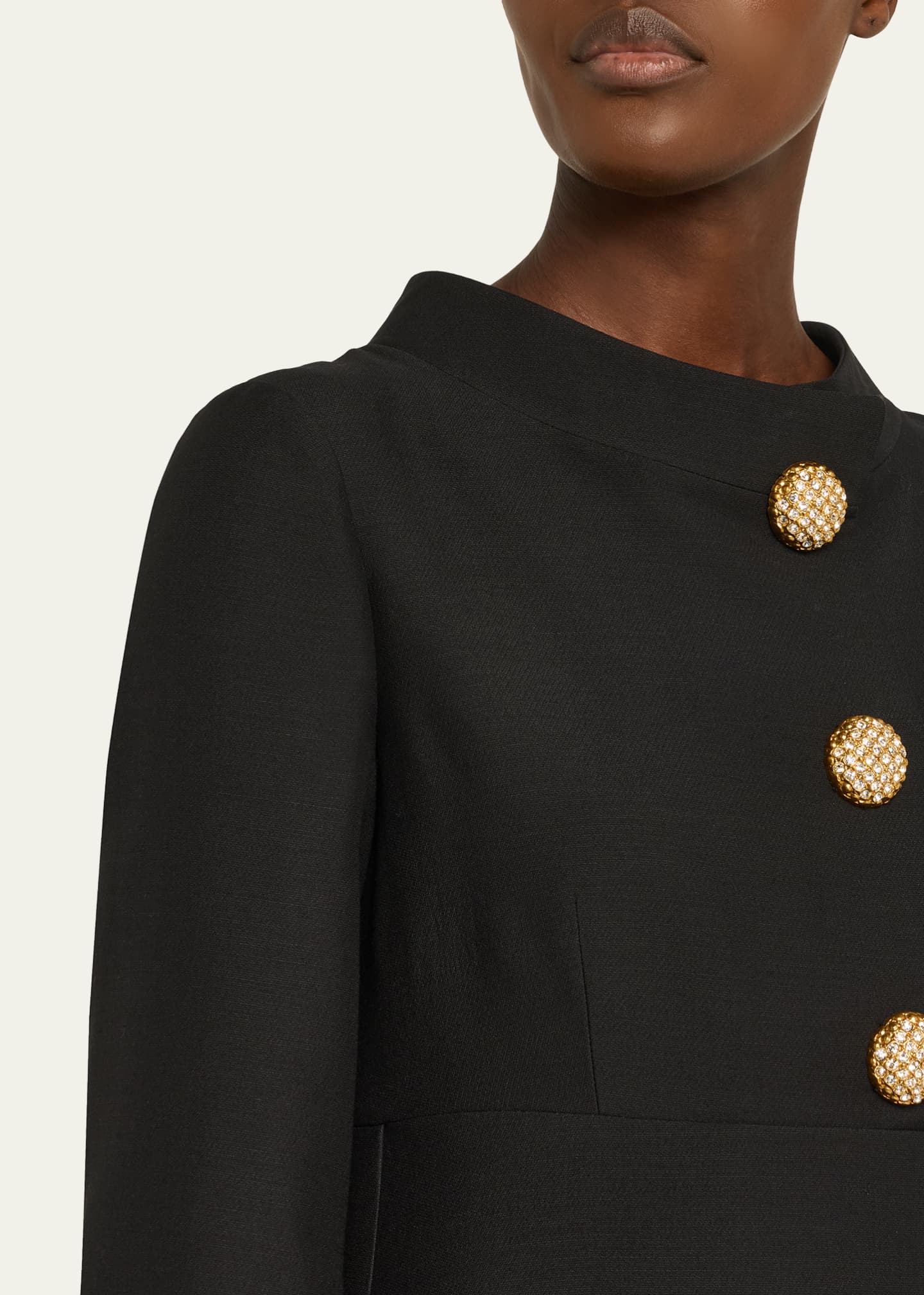 Valentino Garavani Strass Button High-Neck Crepe Midi Dress Image 5 of 5