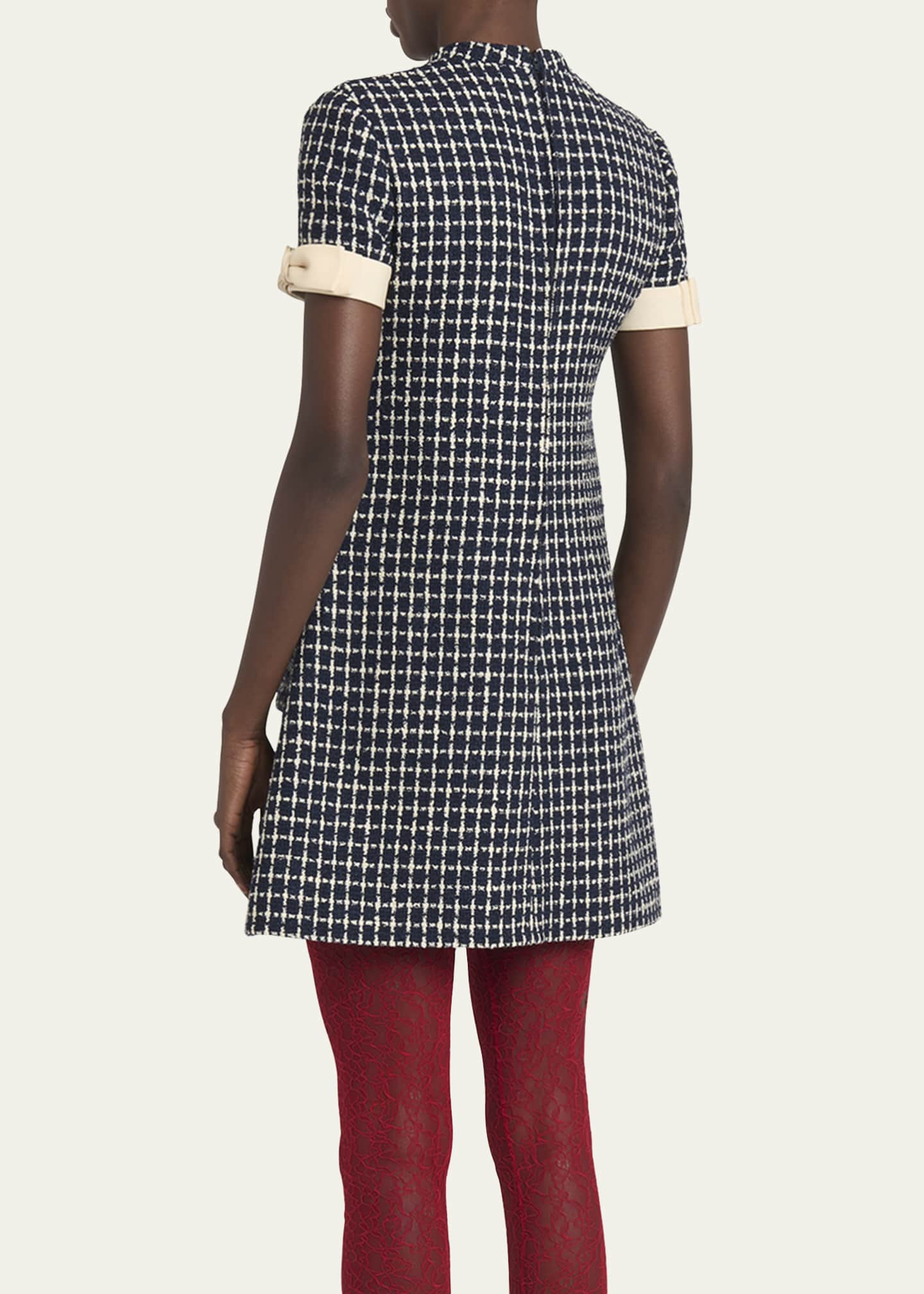 Valentino Garavani Bow-Embellished Boucle Mini Dress Image 3 of 5