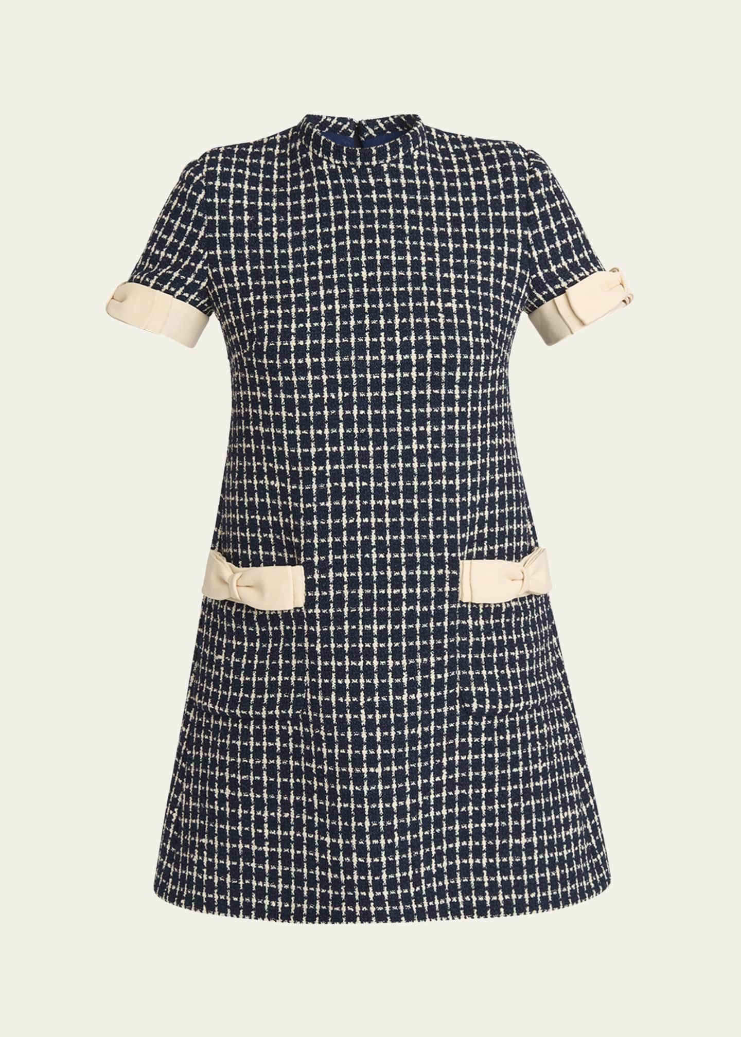 Valentino Garavani Bow-Embellished Boucle Mini Dress Image 1 of 5