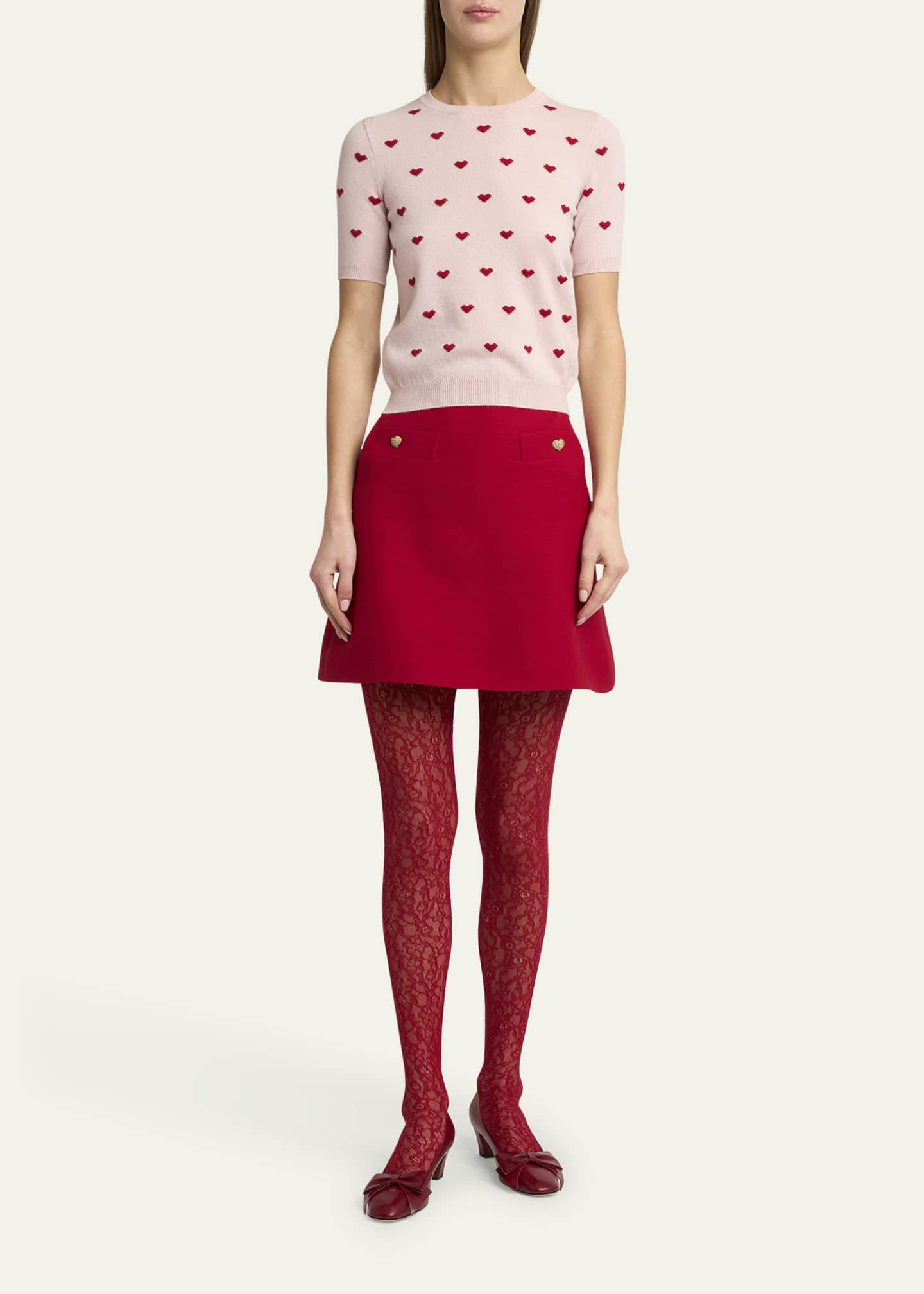 Valentino Garavani Crewneck Heart Jacquard Sweater Image 2 of 5