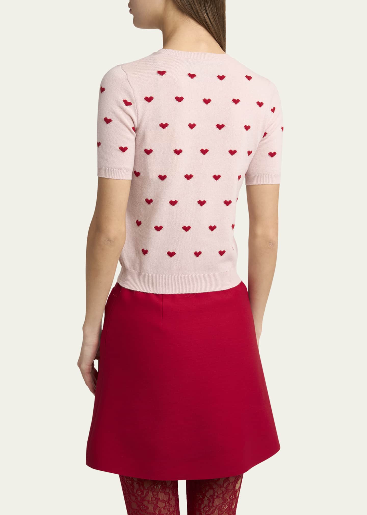 Valentino Garavani Crewneck Heart Jacquard Sweater Image 3 of 5