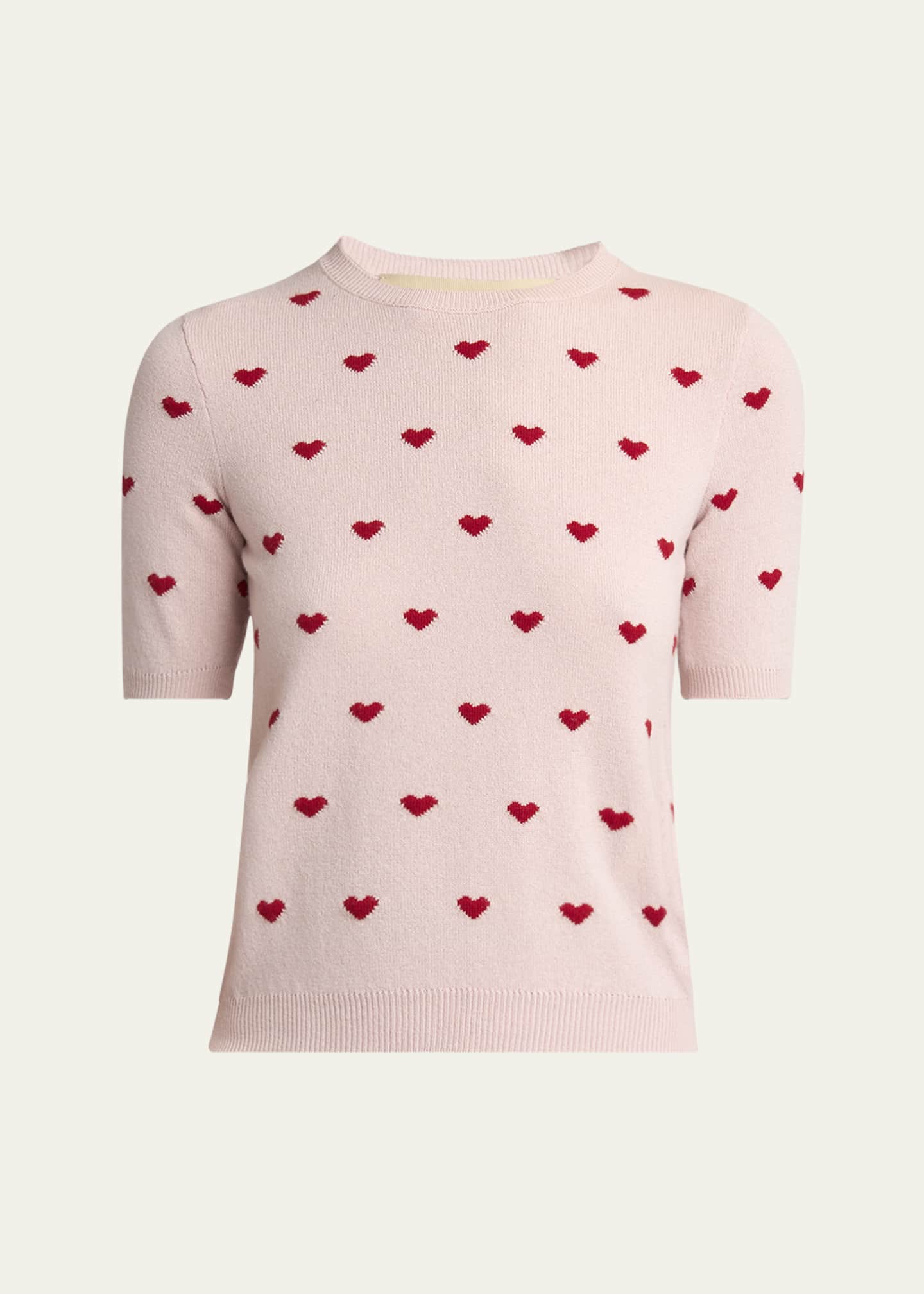 Valentino Garavani Crewneck Heart Jacquard Sweater Image 1 of 5