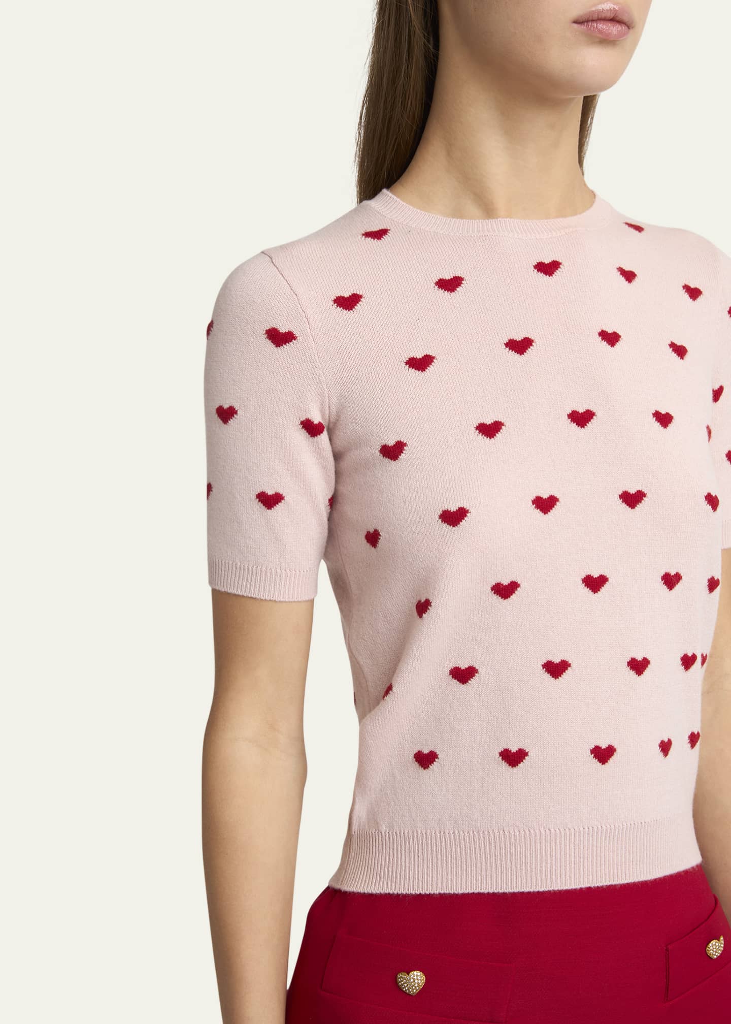 Valentino Garavani Crewneck Heart Jacquard Sweater Image 5 of 5