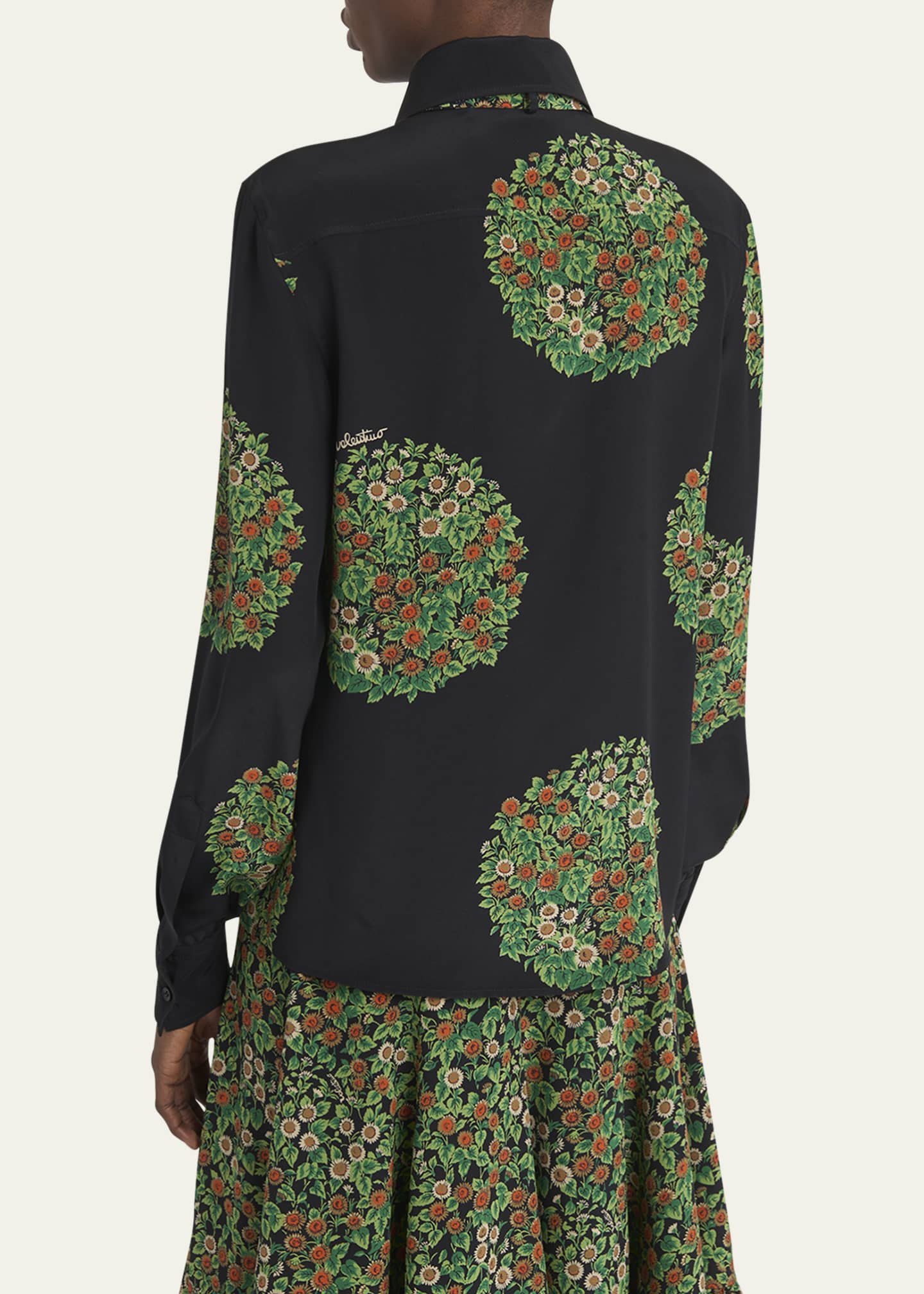 Valentino Garavani Floral-Print Silk Crepe De Chine Shirt Image 3 of 5