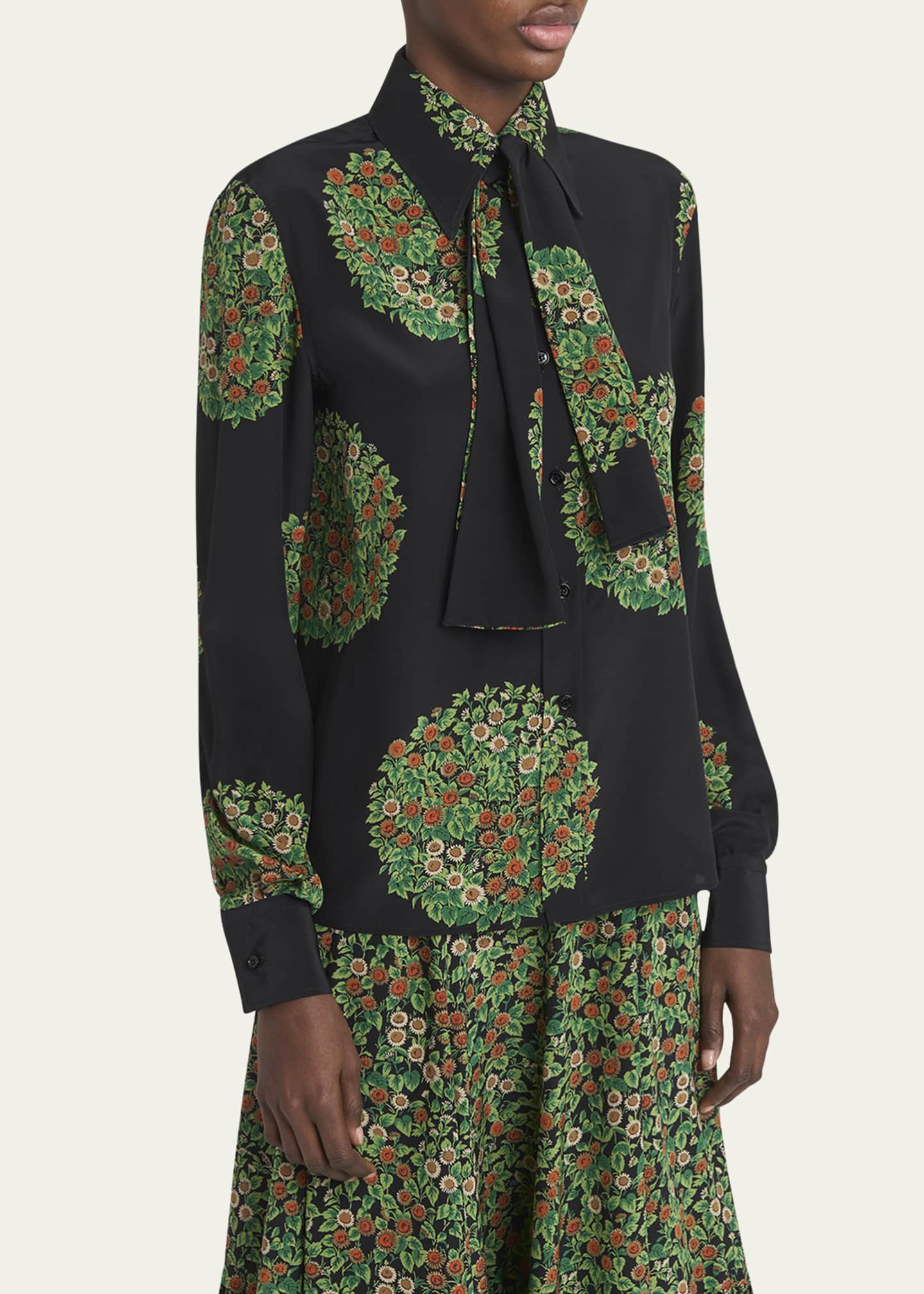Valentino Garavani Floral-Print Silk Crepe De Chine Shirt Image 4 of 5