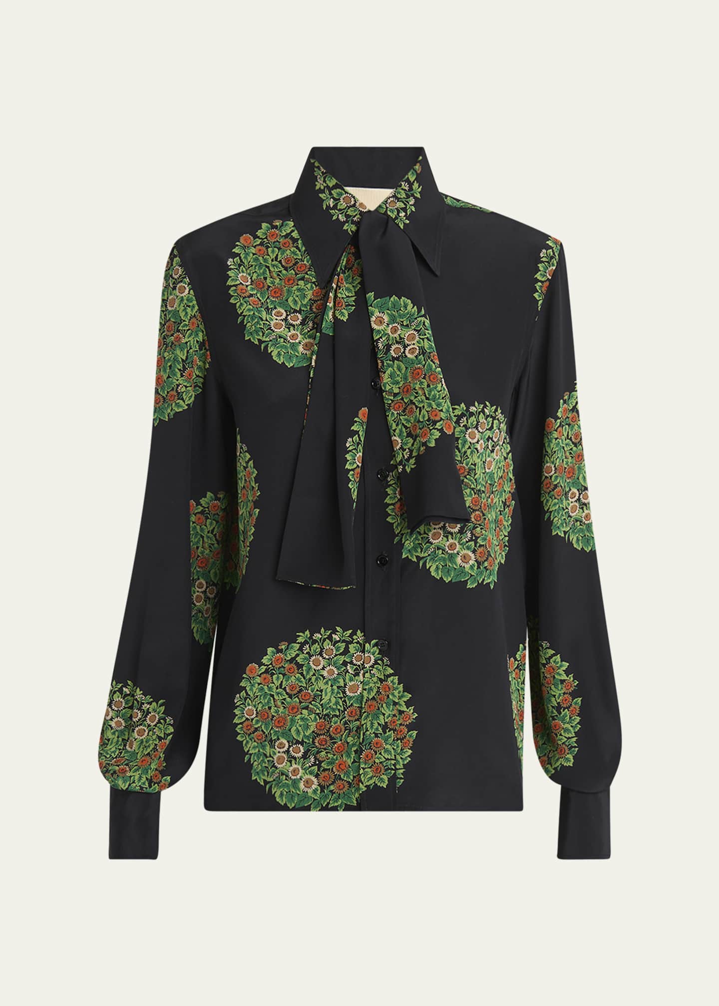Valentino Garavani Floral-Print Silk Crepe De Chine Shirt Image 1 of 5