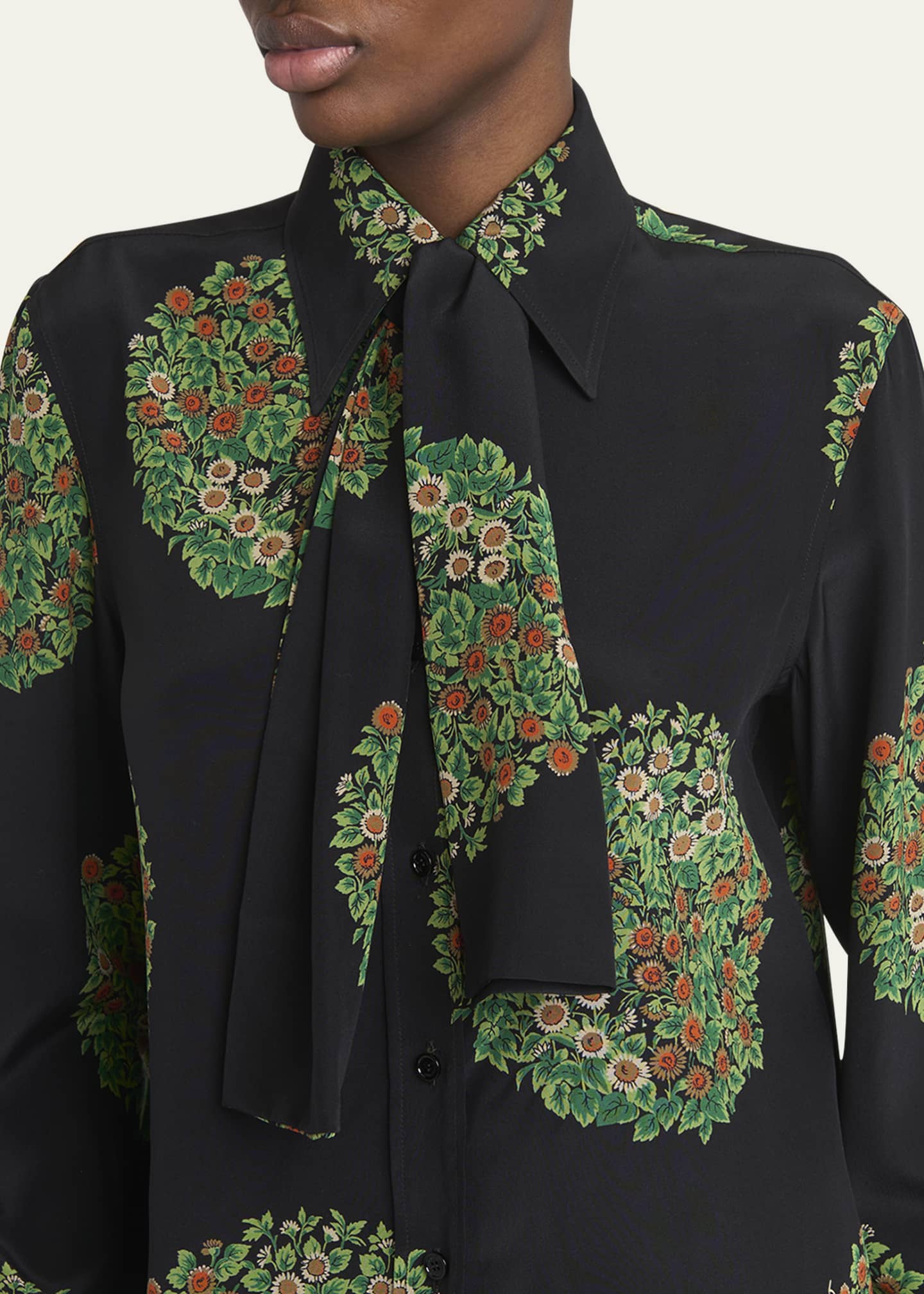 Valentino Garavani Floral-Print Silk Crepe De Chine Shirt Image 5 of 5