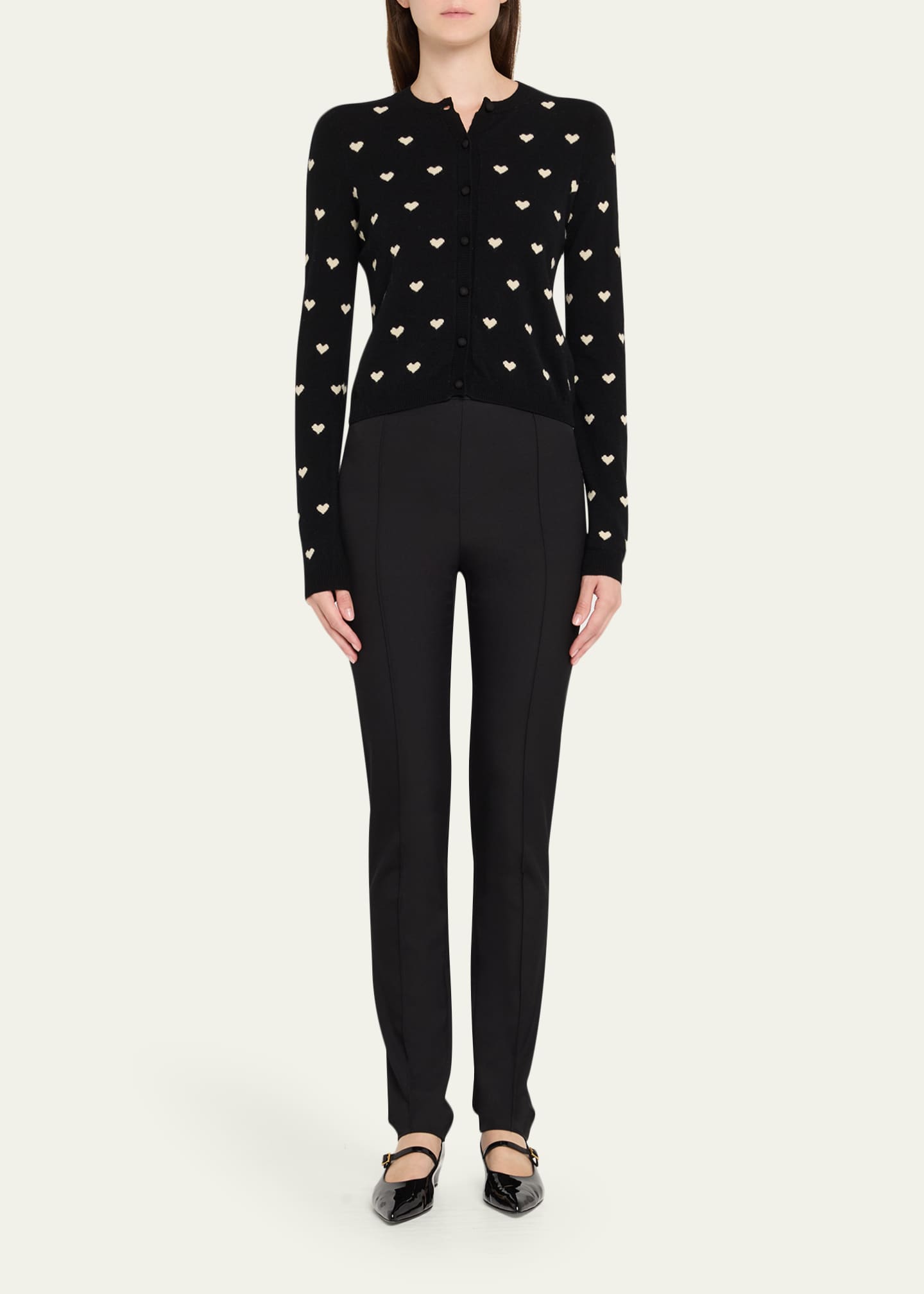Valentino Garavani Jacquard Hearts Wool-Cashmere Cardigan Image 2 of 5