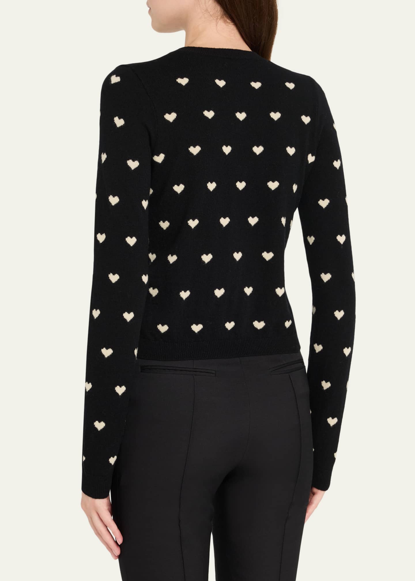 Valentino Garavani Jacquard Hearts Wool-Cashmere Cardigan Image 3 of 5