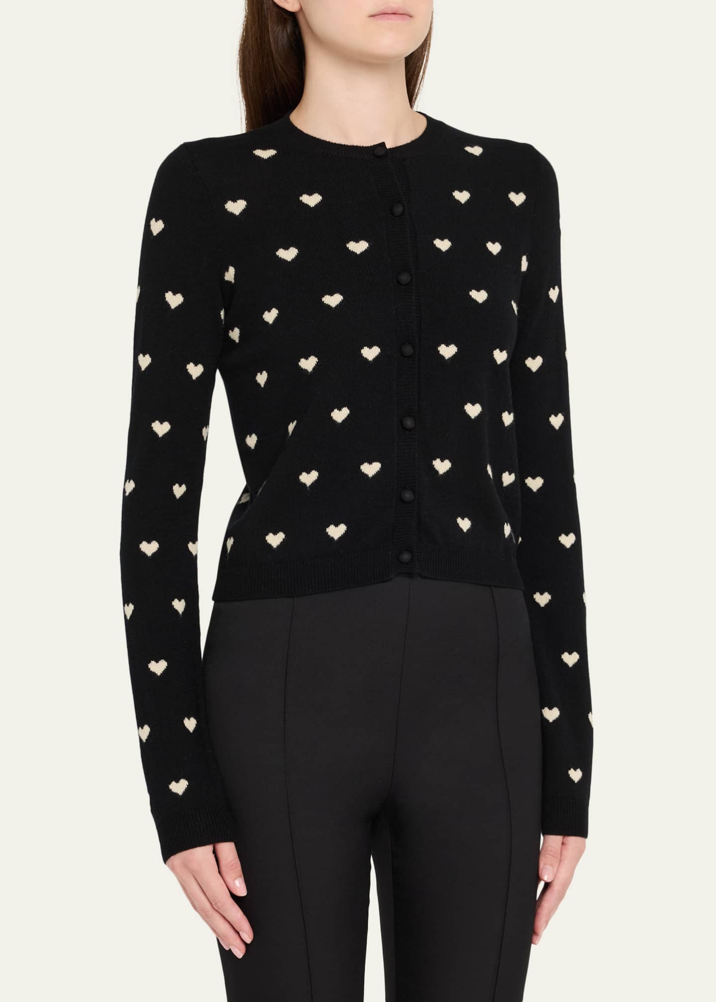 Valentino Garavani Jacquard Hearts Wool-Cashmere Cardigan Image 4 of 5
