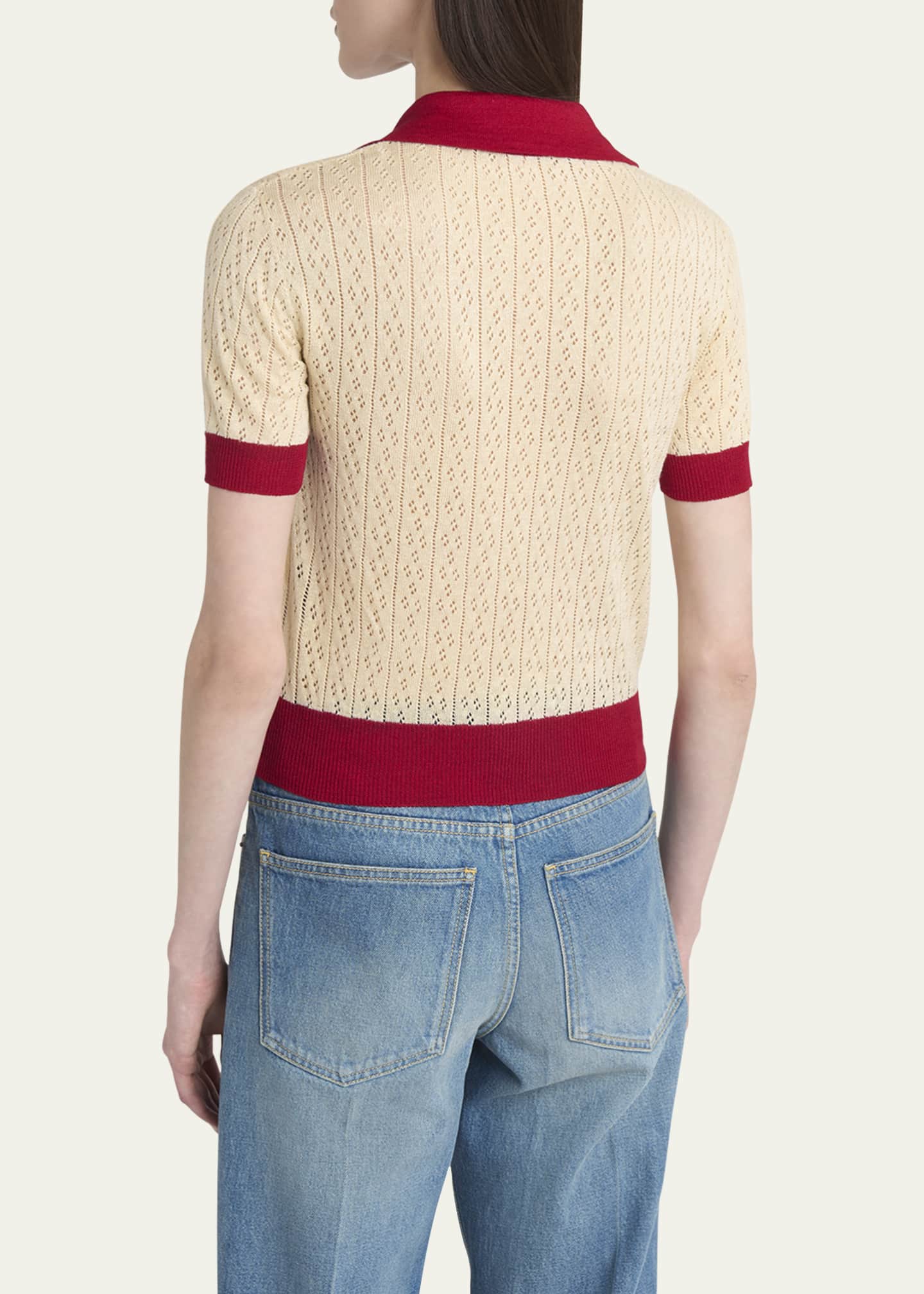 Valentino Garavani Pointelle Linen-Viscose Sweater Image 3 of 5