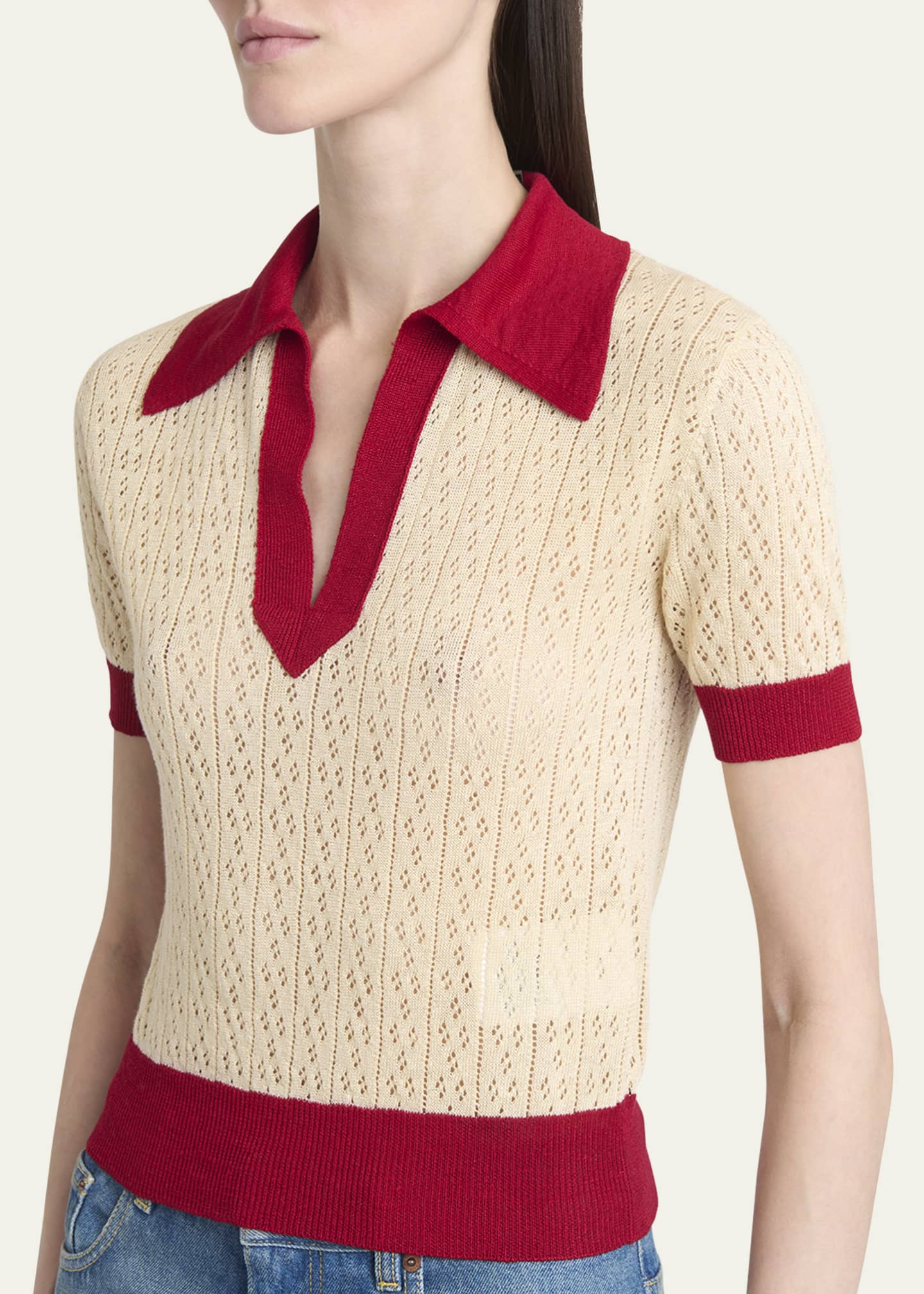 Valentino Garavani Pointelle Linen-Viscose Sweater Image 5 of 5