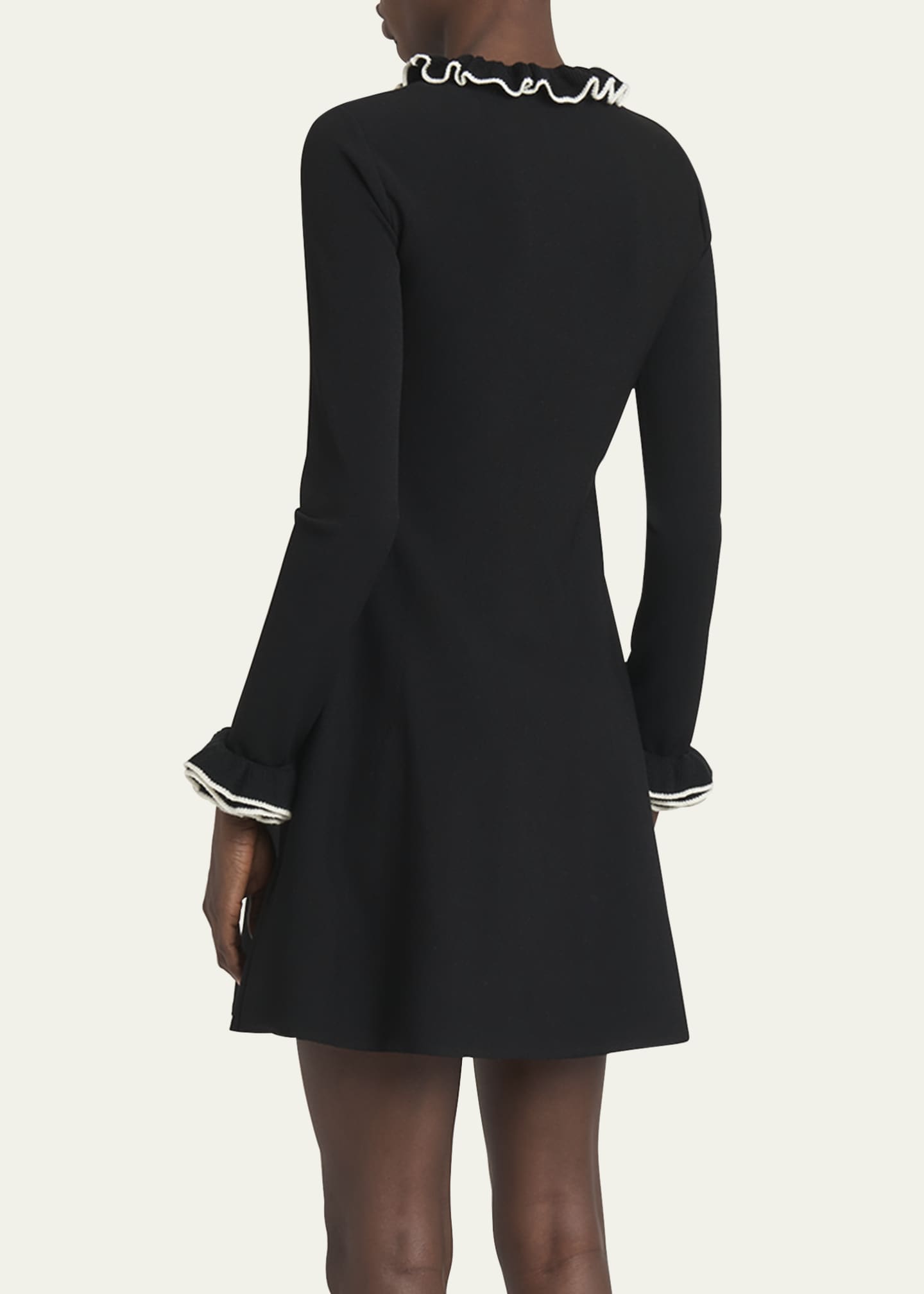 Valentino Garavani Ruffle-Trim Knit Mini Sweater Dress Image 3 of 5
