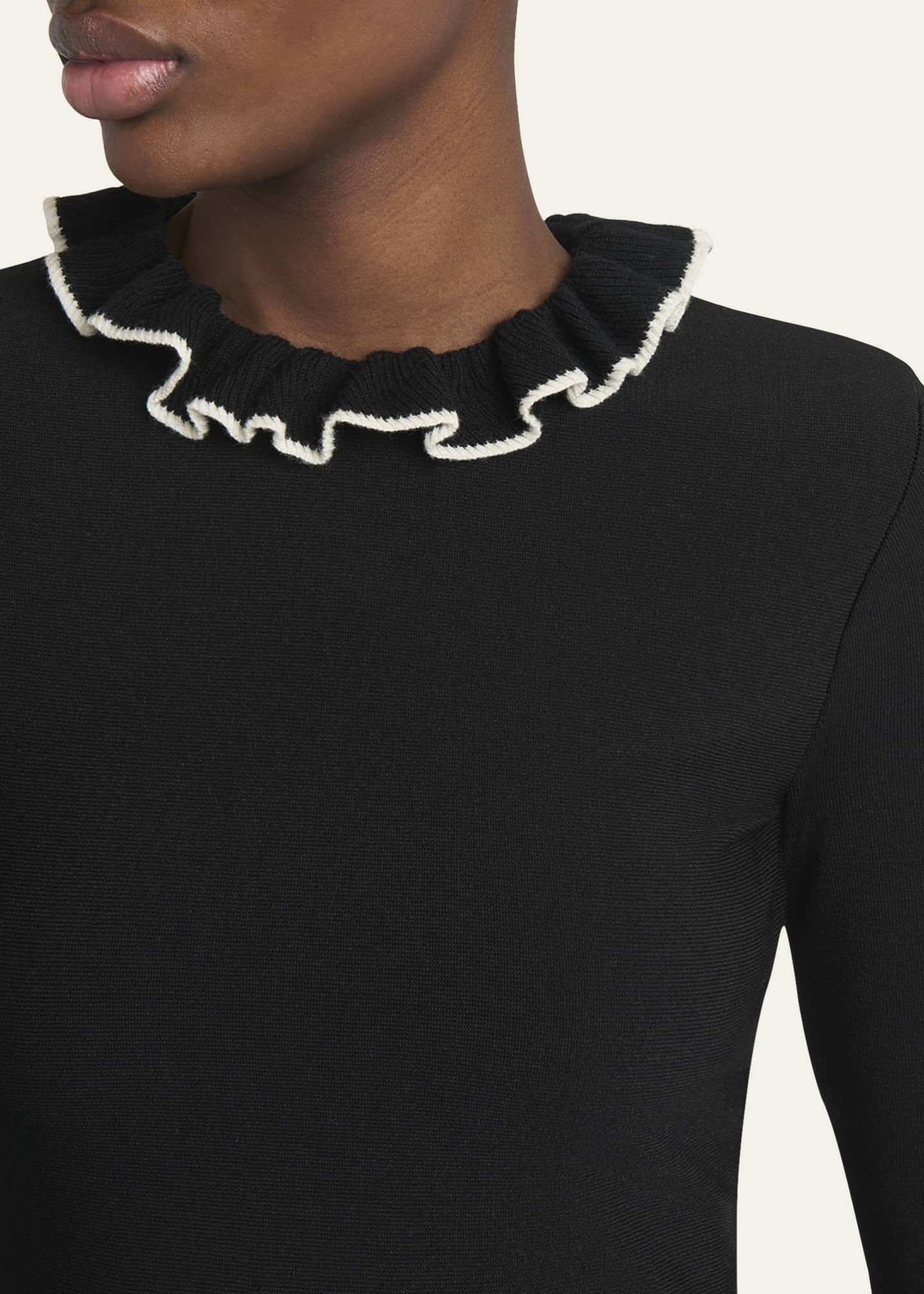 Valentino Garavani Ruffle-Trim Knit Mini Sweater Dress Image 5 of 5