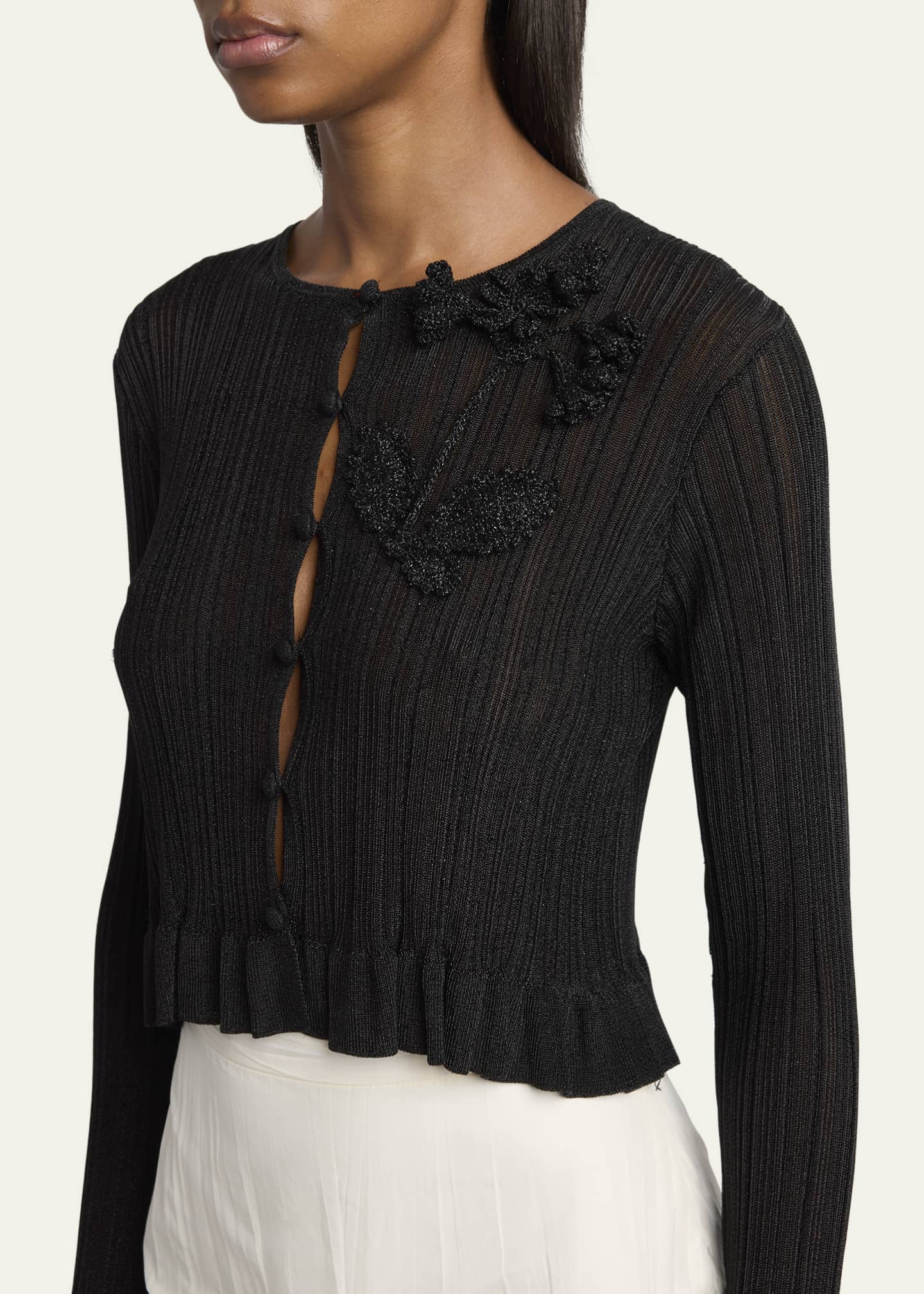 Erdem Crochet Flower Patch Plisse Cardigan Image 5 of 5