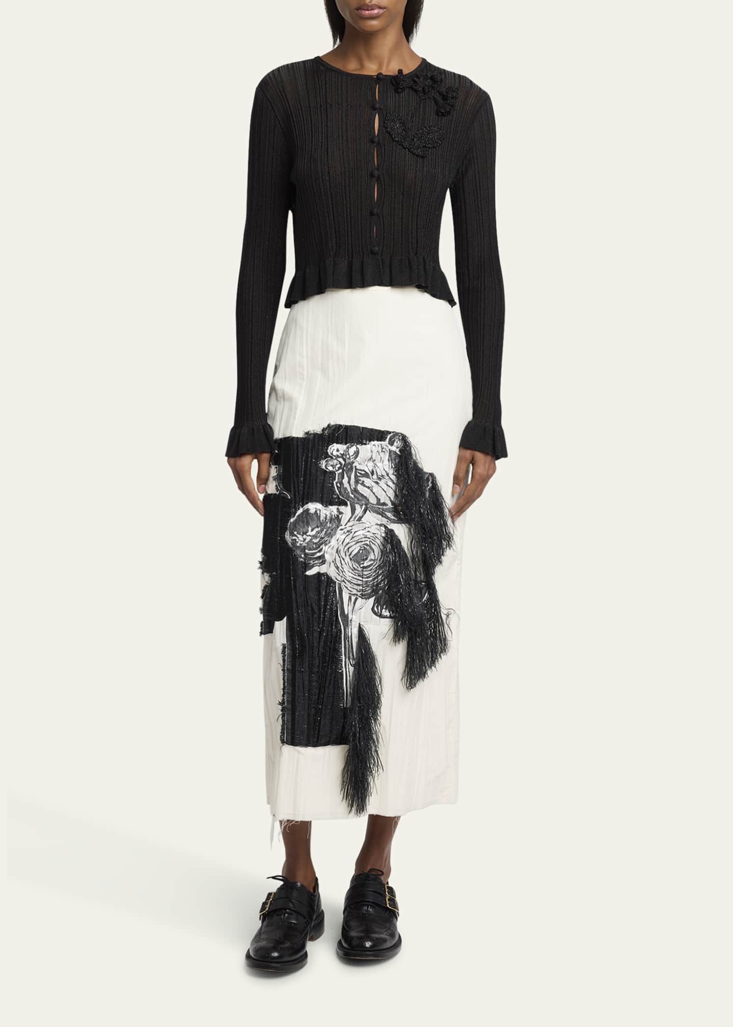 Erdem Floral Jacquard Pleated Midi Skirt Image 2 of 5