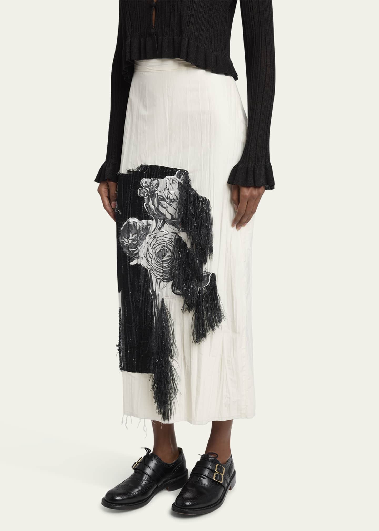 Erdem Floral Jacquard Pleated Midi Skirt Image 4 of 5