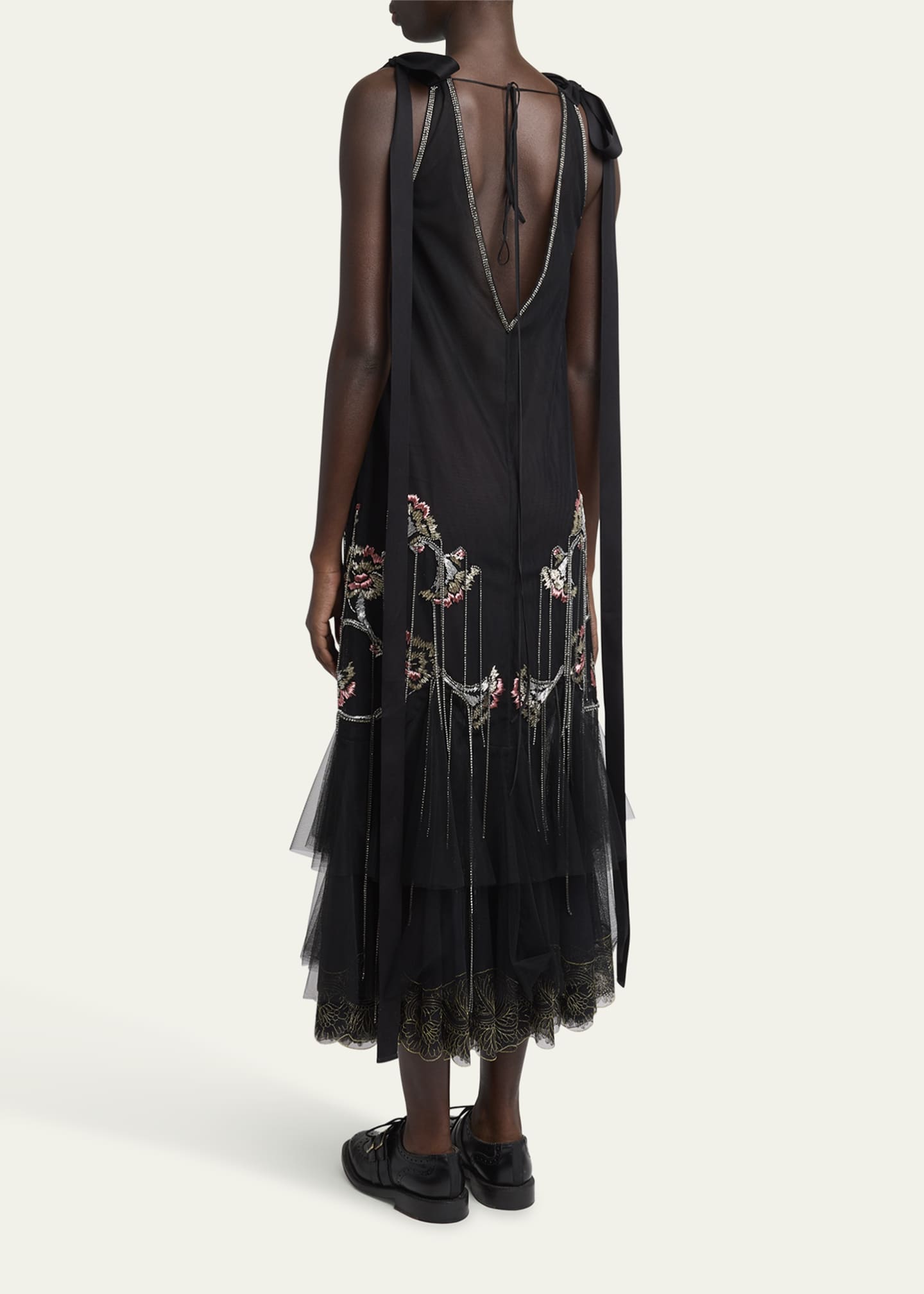Erdem Floral Crystal Chain Slip Cocktail Dress Image 3 of 5