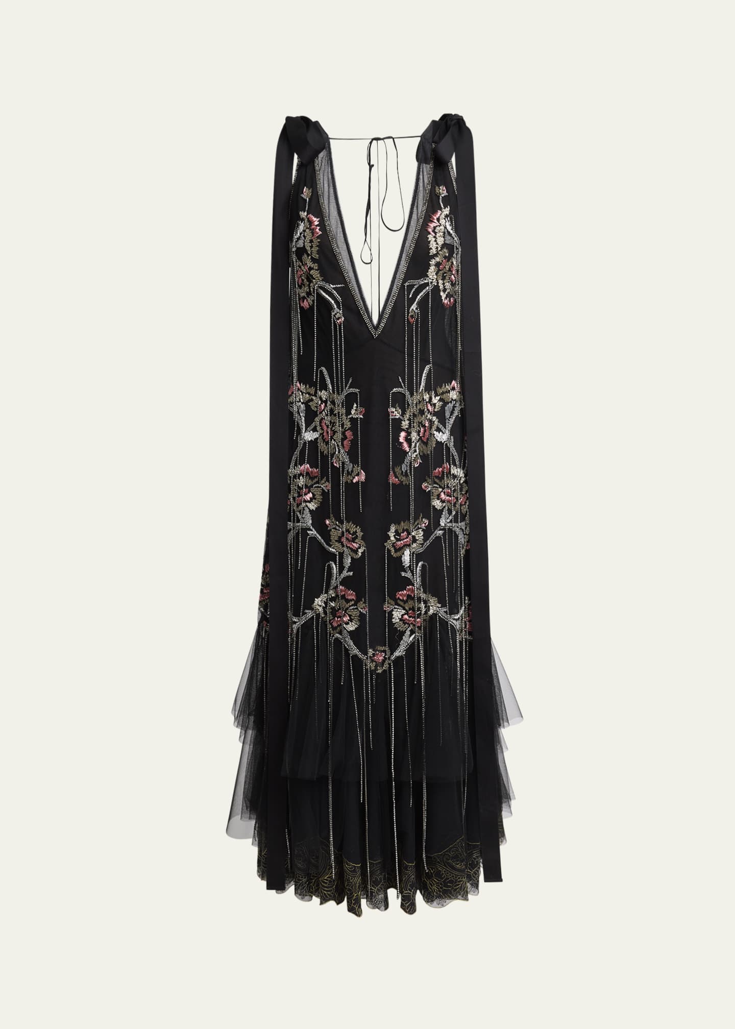 Erdem Floral Crystal Chain Slip Cocktail Dress Image 1 of 5