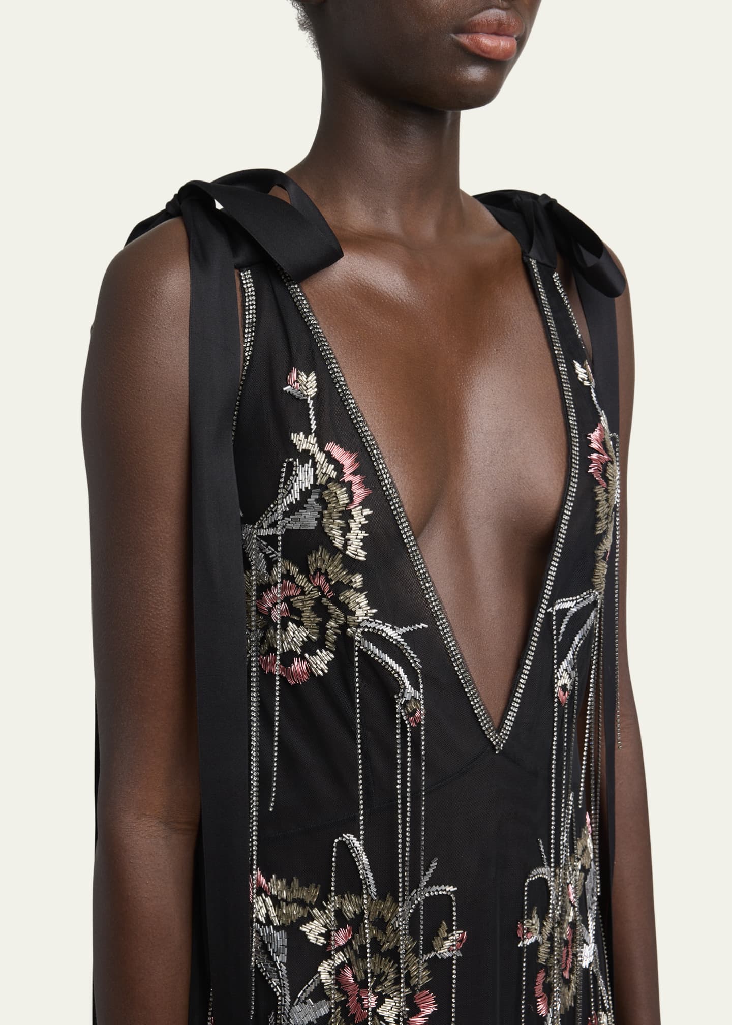Erdem Floral Crystal Chain Slip Cocktail Dress Image 5 of 5