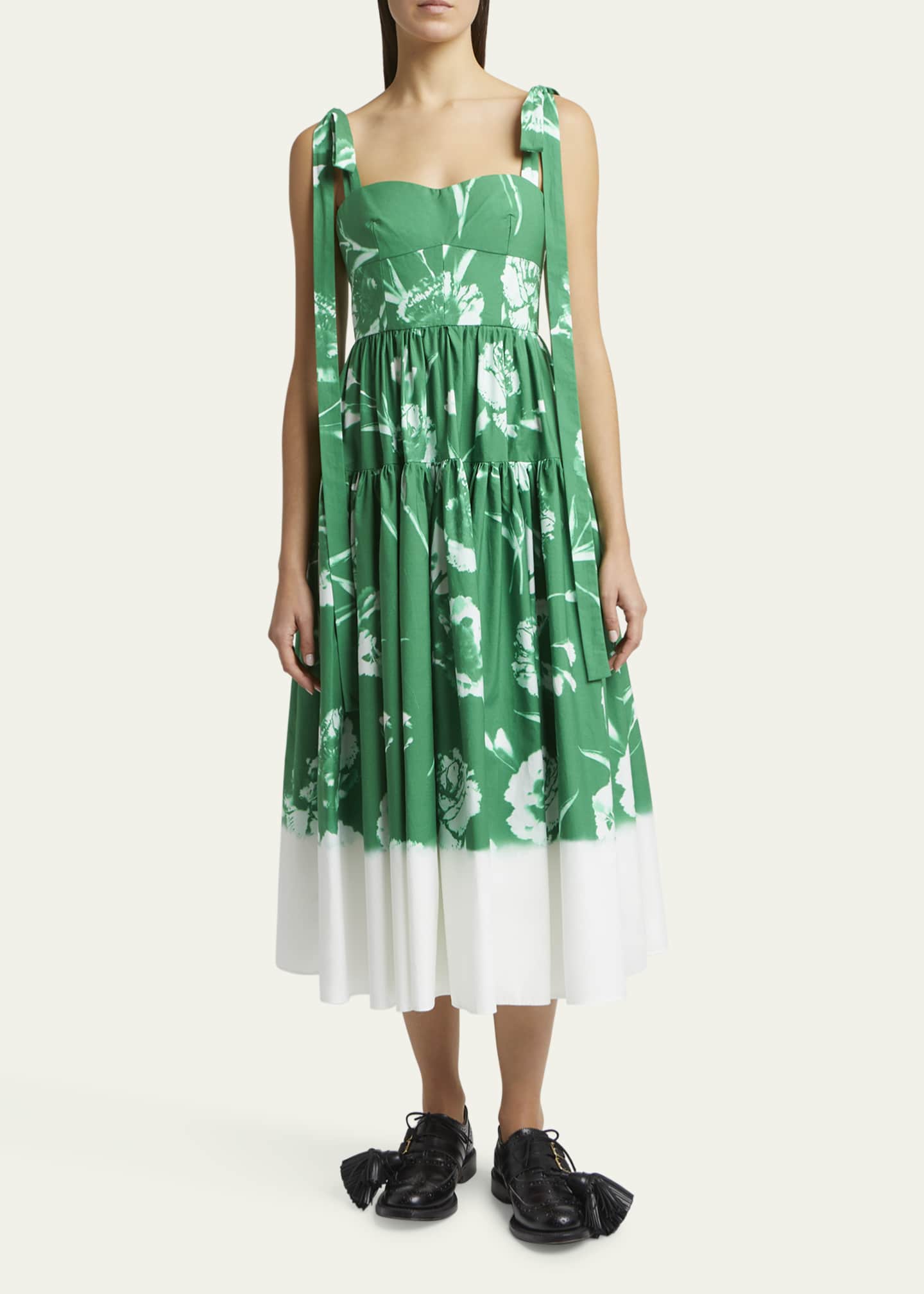 Strappy Floral Fit-Flare Midi Dress - Thumbnail 2